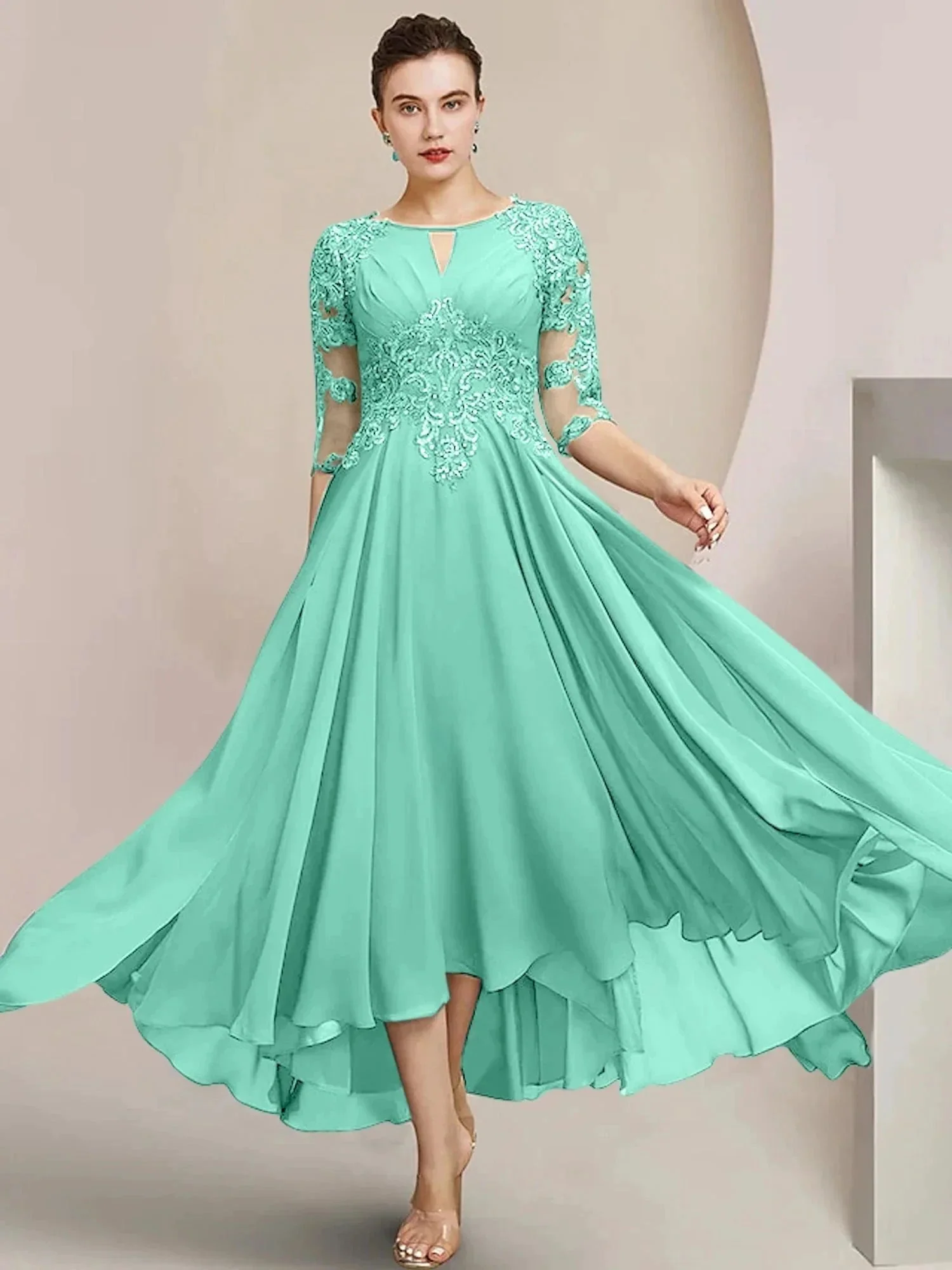 A-Line/Princess Scoop Tea-Length Mother of the Bride Dresses - Image 132