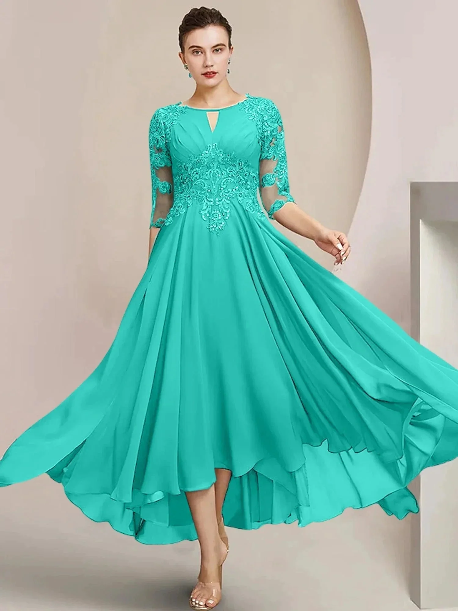 A-Line/Princess Scoop Tea-Length Mother of the Bride Dresses - Image 137