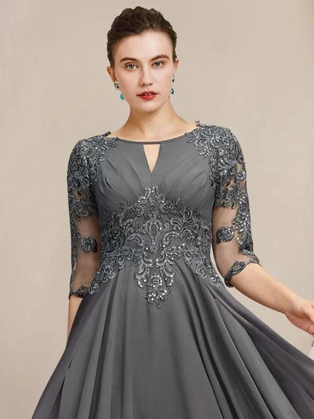 A-Line/Princess Scoop Tea-Length Mother of the Bride Dresses - Image 2