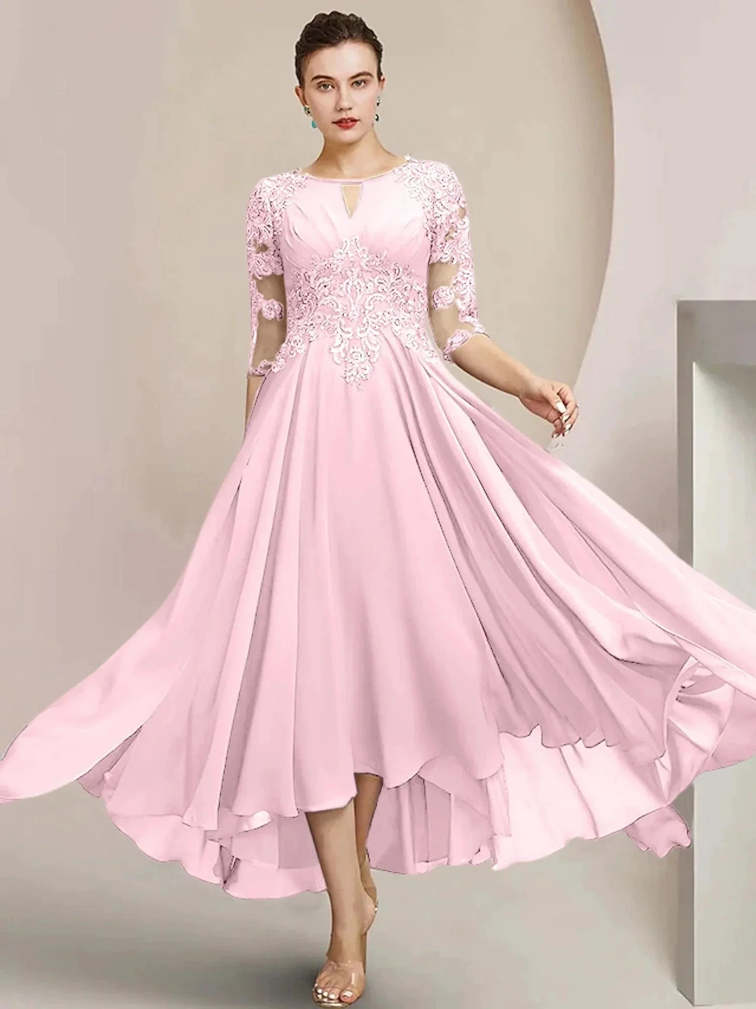A-Line/Princess Scoop Tea-Length Mother of the Bride Dresses - Image 51