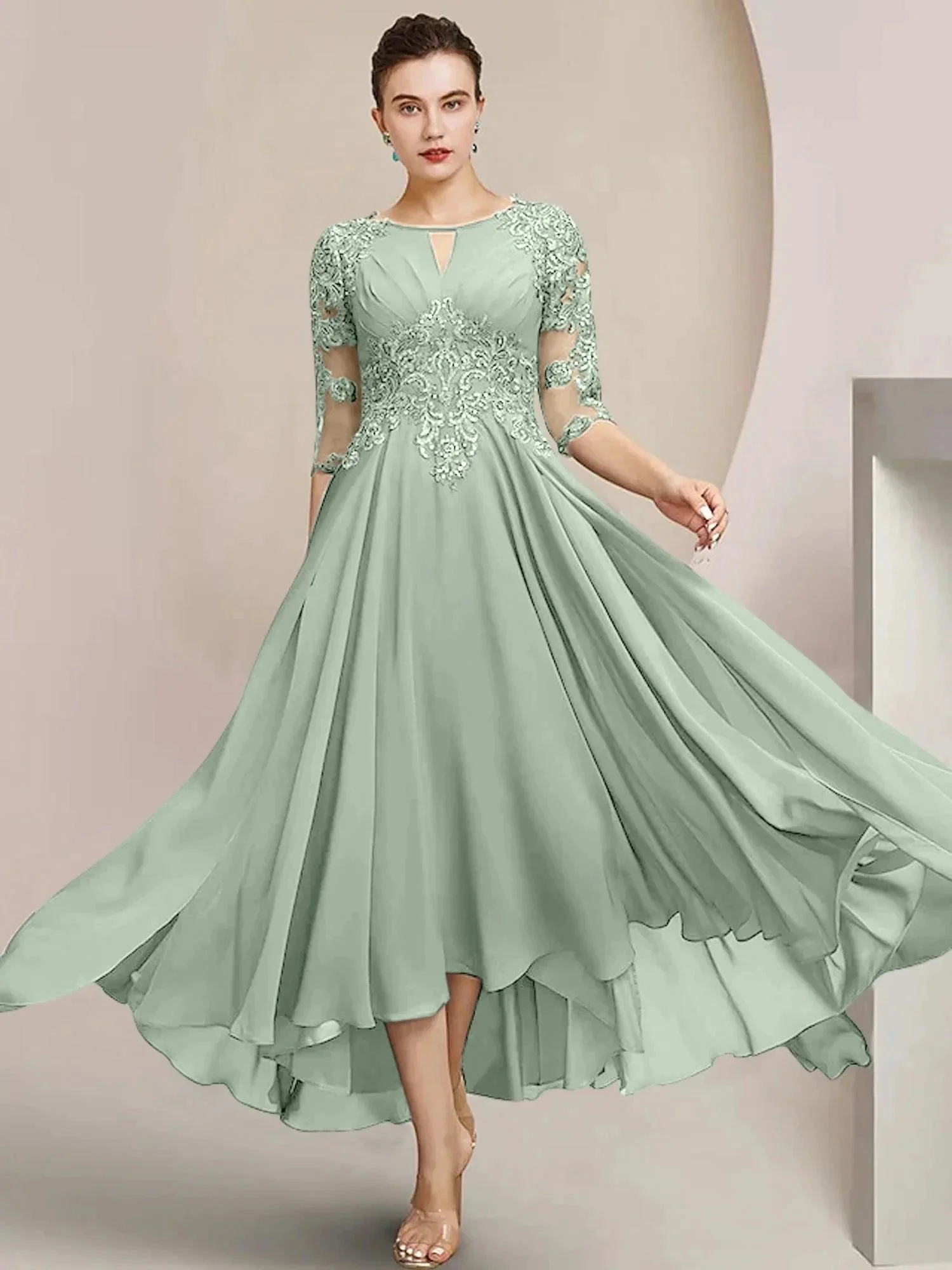 A-Line/Princess Scoop Tea-Length Mother of the Bride Dresses - Image 57