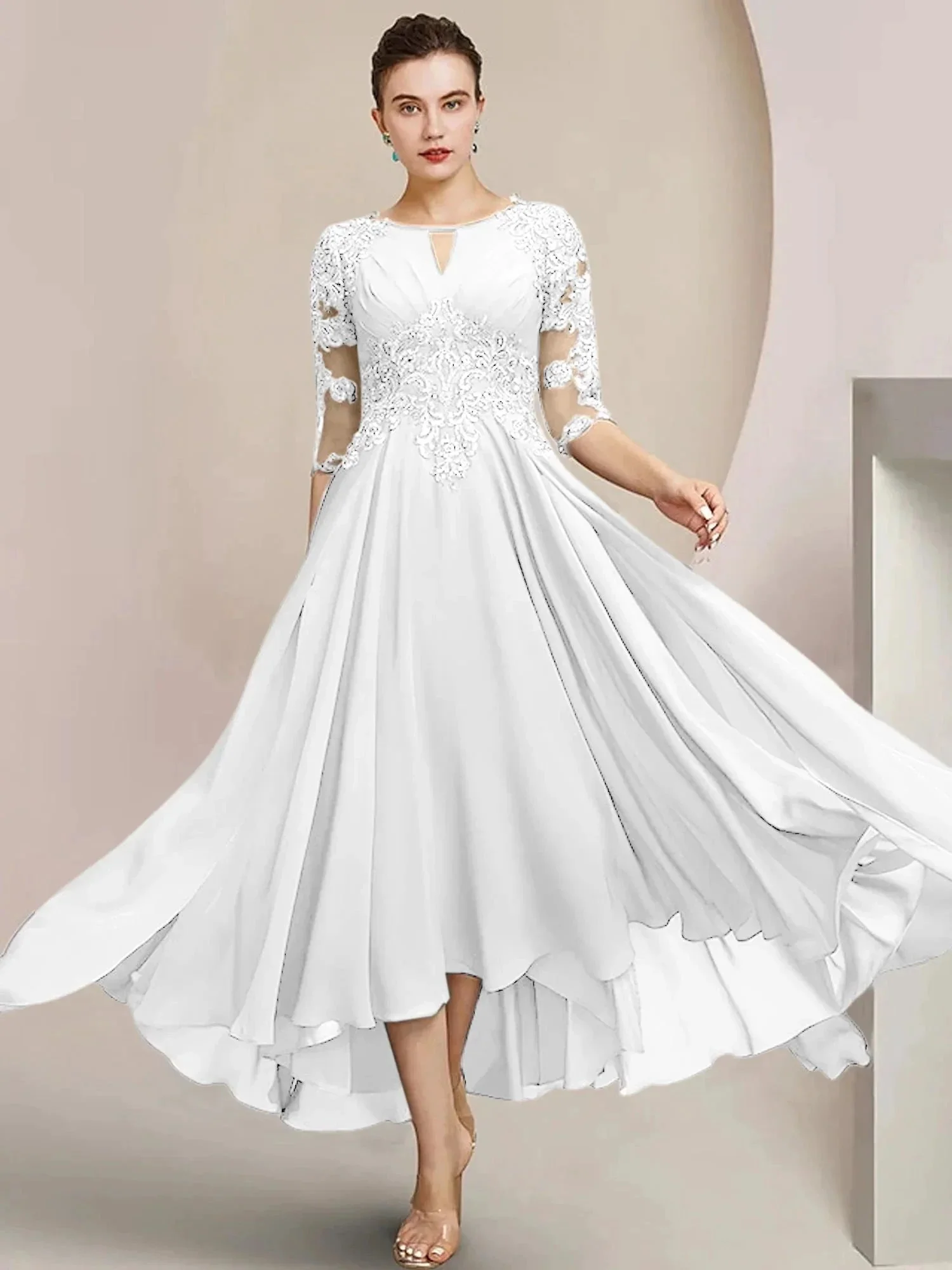 A-Line/Princess Scoop Tea-Length Mother of the Bride Dresses - Image 68