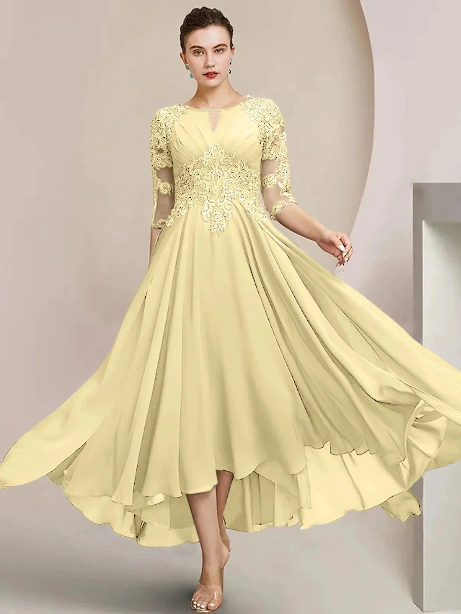 A-Line/Princess Scoop Tea-Length Mother of the Bride Dresses - Image 71