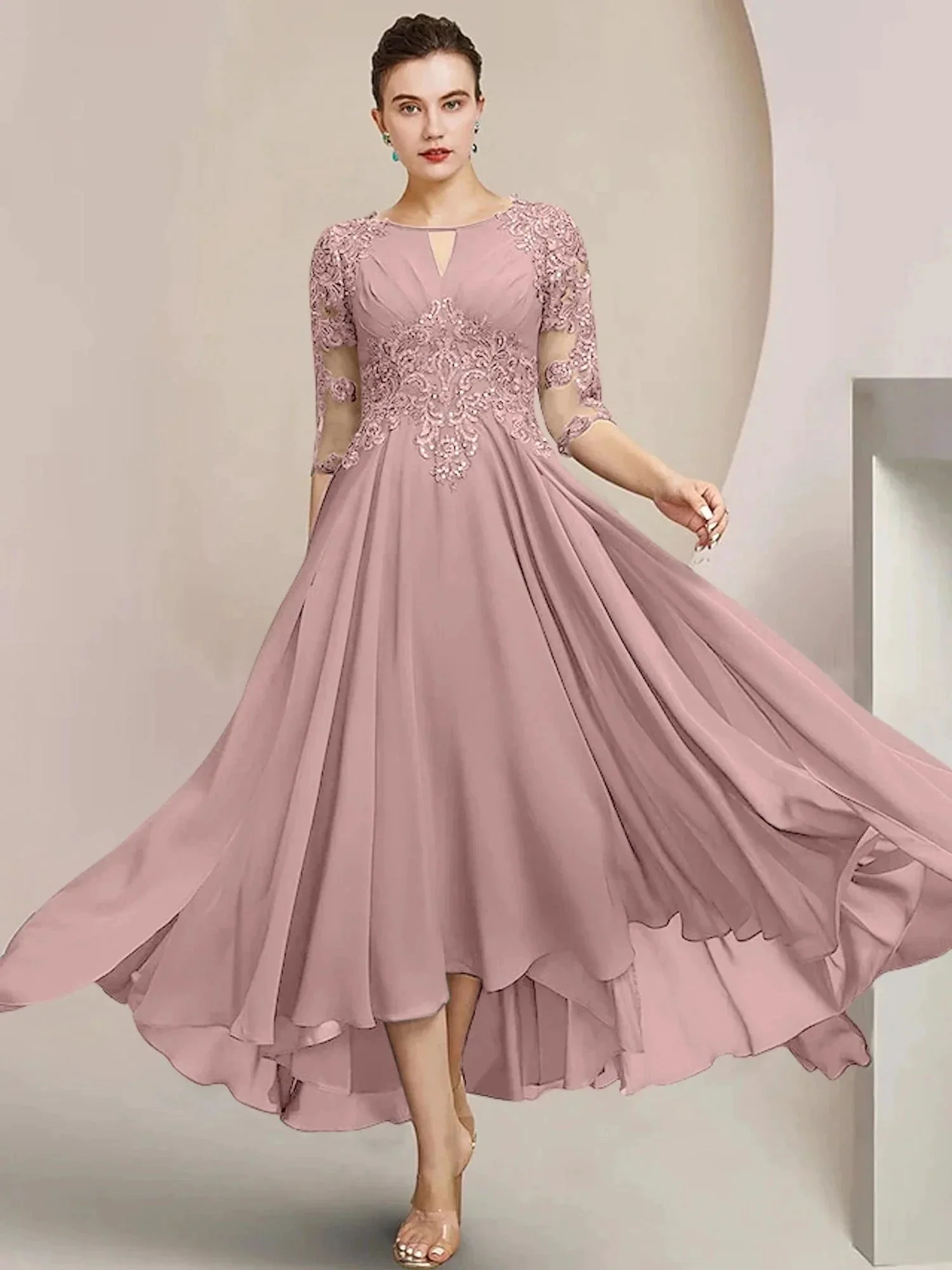 A-Line/Princess Scoop Tea-Length Mother of the Bride Dresses - Image 84