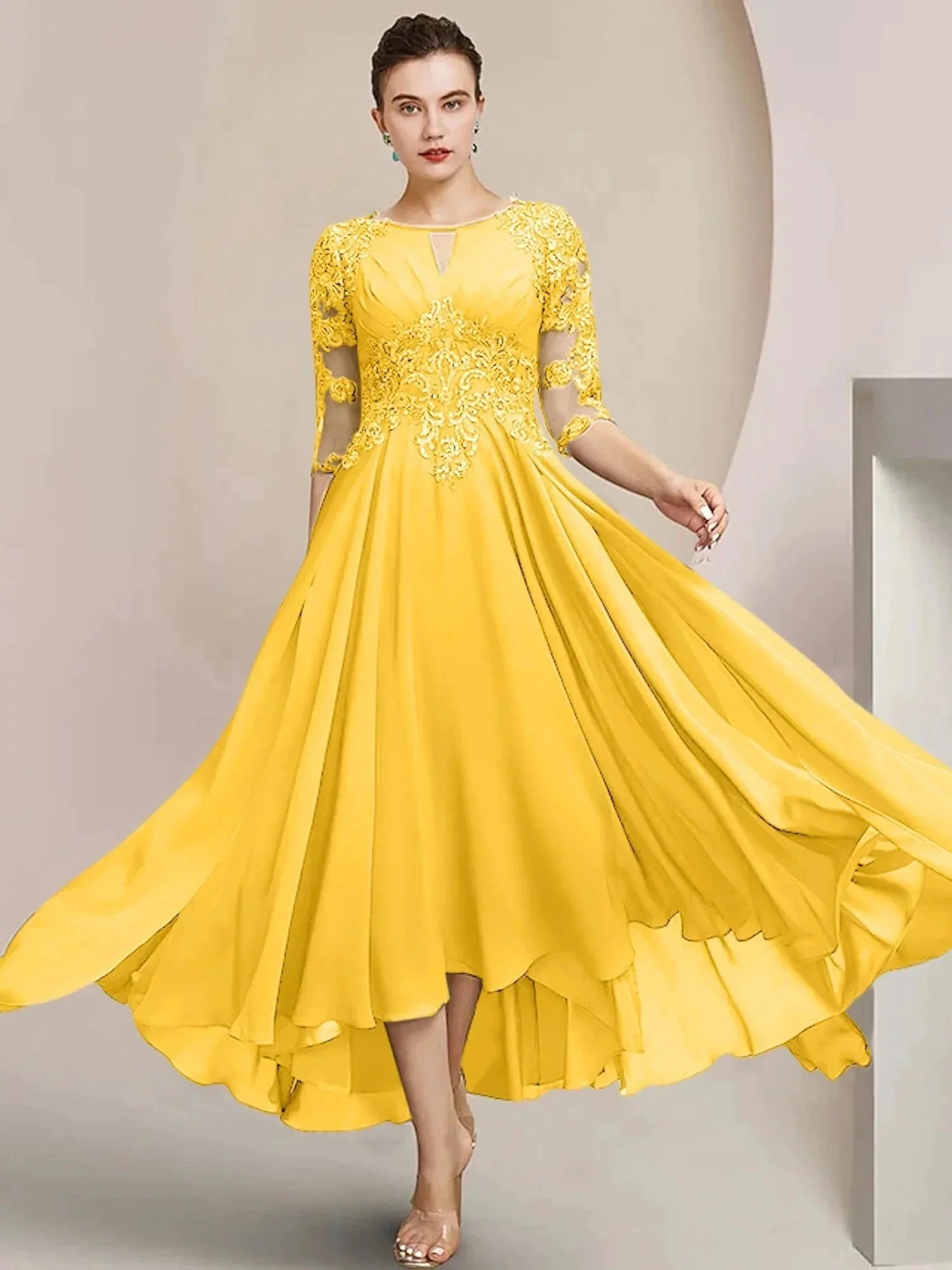 A-Line/Princess Scoop Tea-Length Mother of the Bride Dresses - Image 92