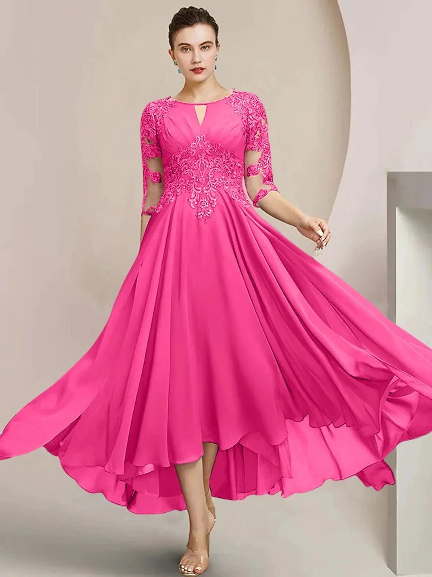 A-Line/Princess Scoop Tea-Length Mother of the Bride Dresses - Image 96