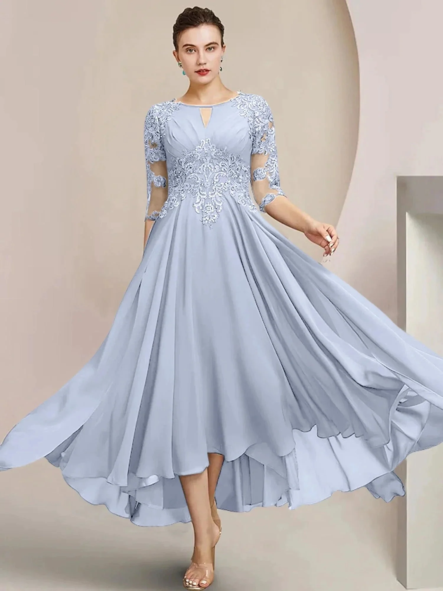 A-Line/Princess Scoop Tea-Length Mother of the Bride Dresses - Image 98