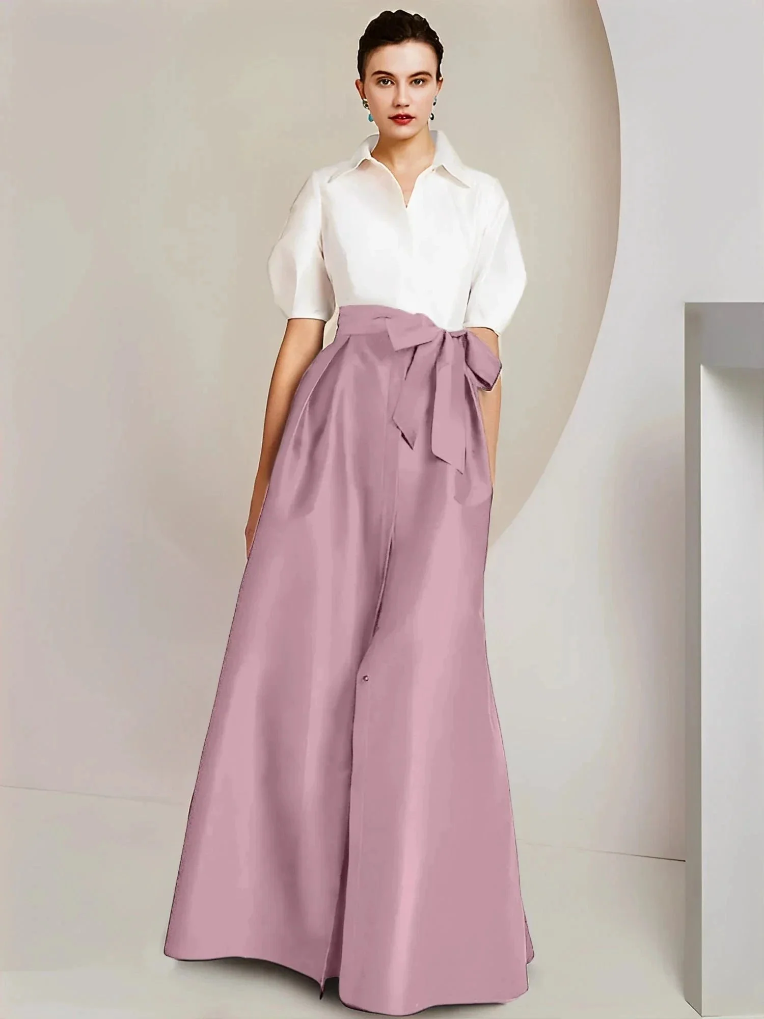 A-Line/Princess  Shirt Collar Short Sleeves 2 pieces Mother Of The Bride Dresses - Image 106