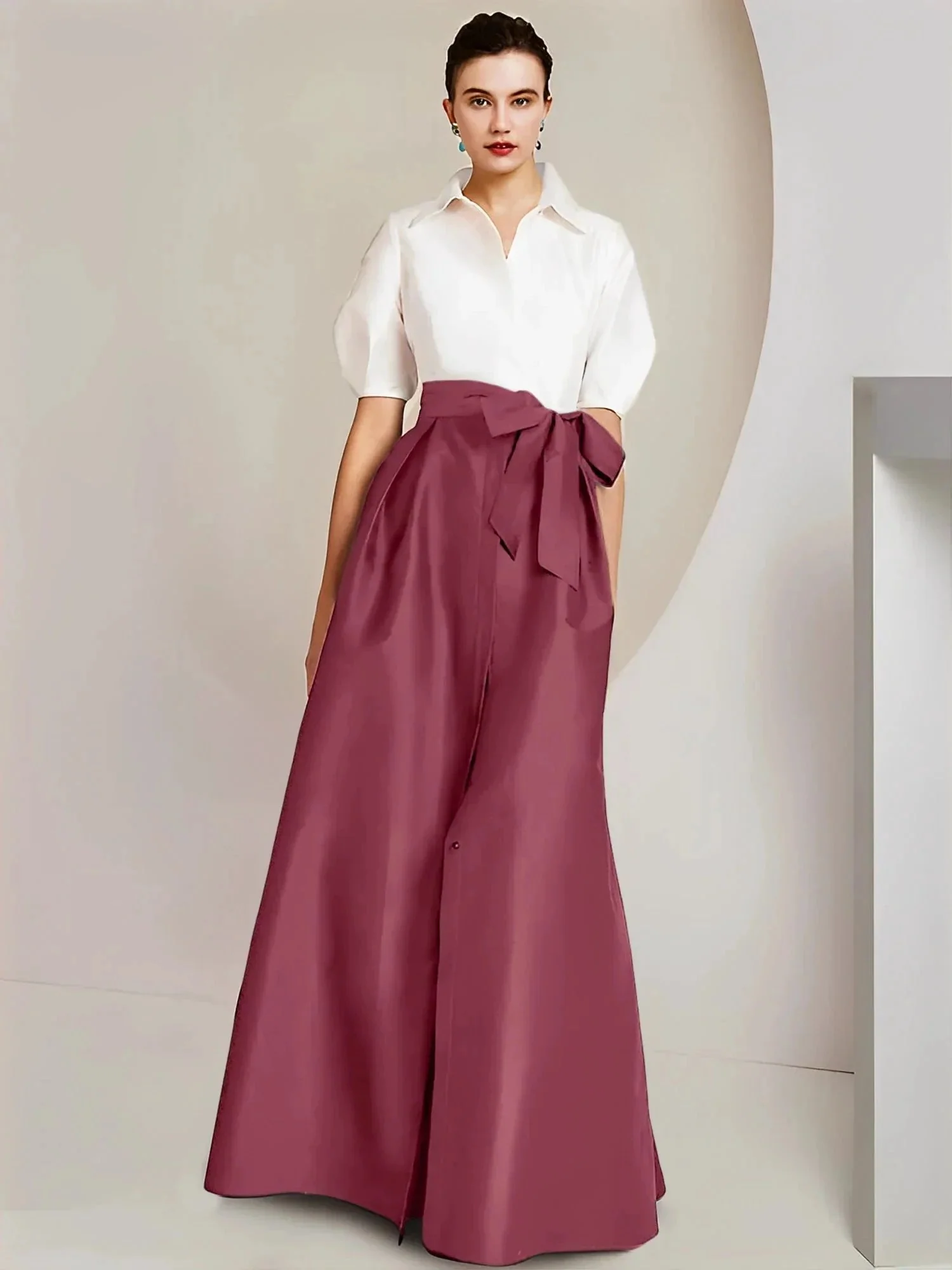 A-Line/Princess  Shirt Collar Short Sleeves 2 pieces Mother Of The Bride Dresses - Image 109