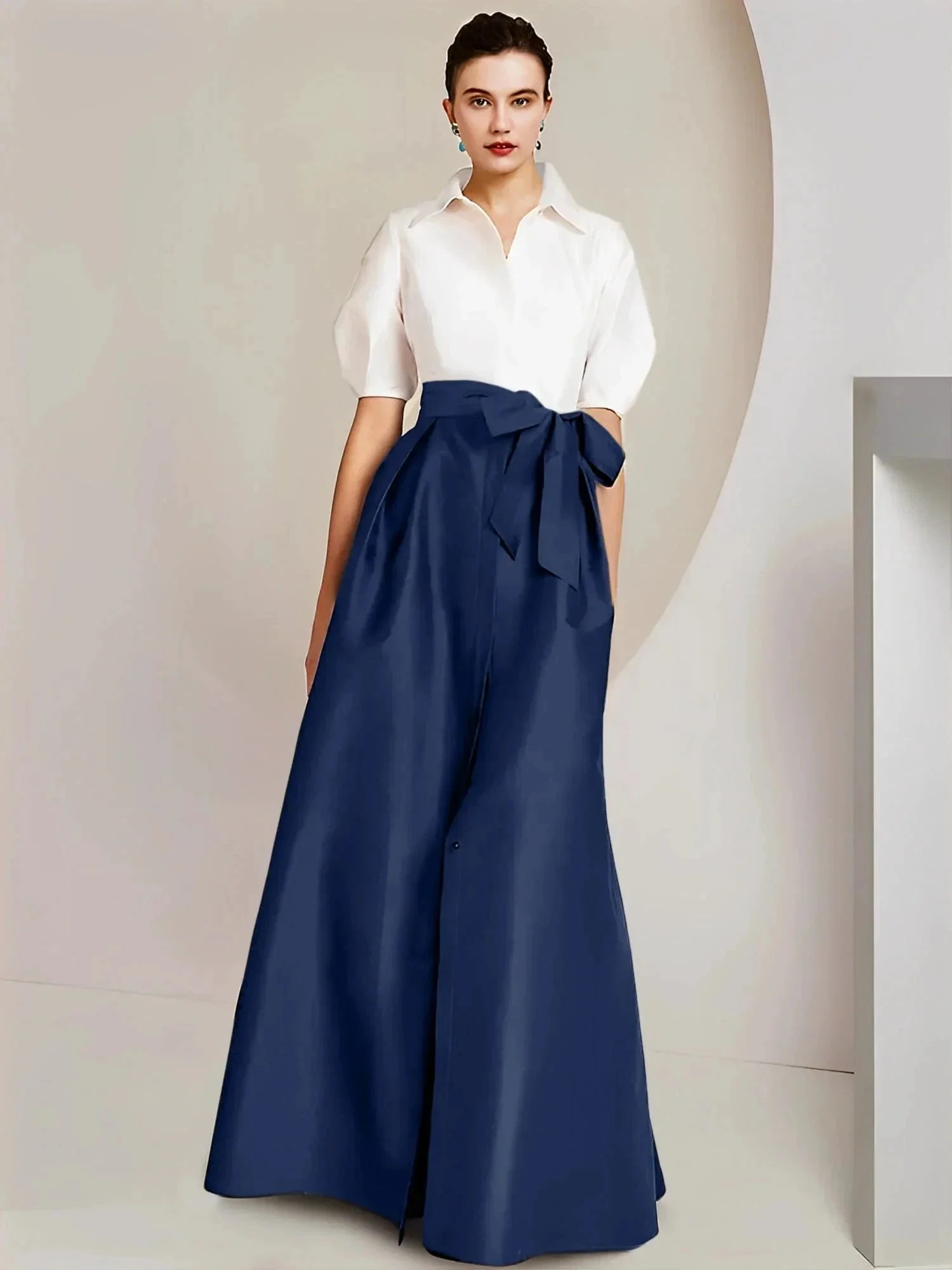 A-Line/Princess  Shirt Collar Short Sleeves 2 pieces Mother Of The Bride Dresses - Image 111