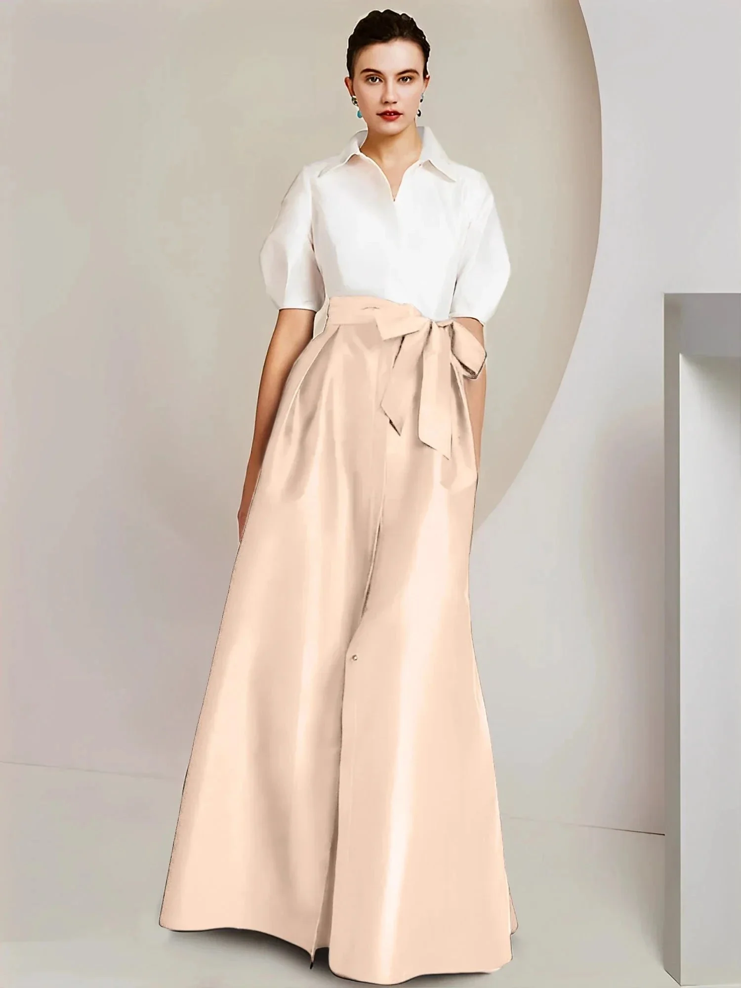 A-Line/Princess  Shirt Collar Short Sleeves 2 pieces Mother Of The Bride Dresses - Image 116
