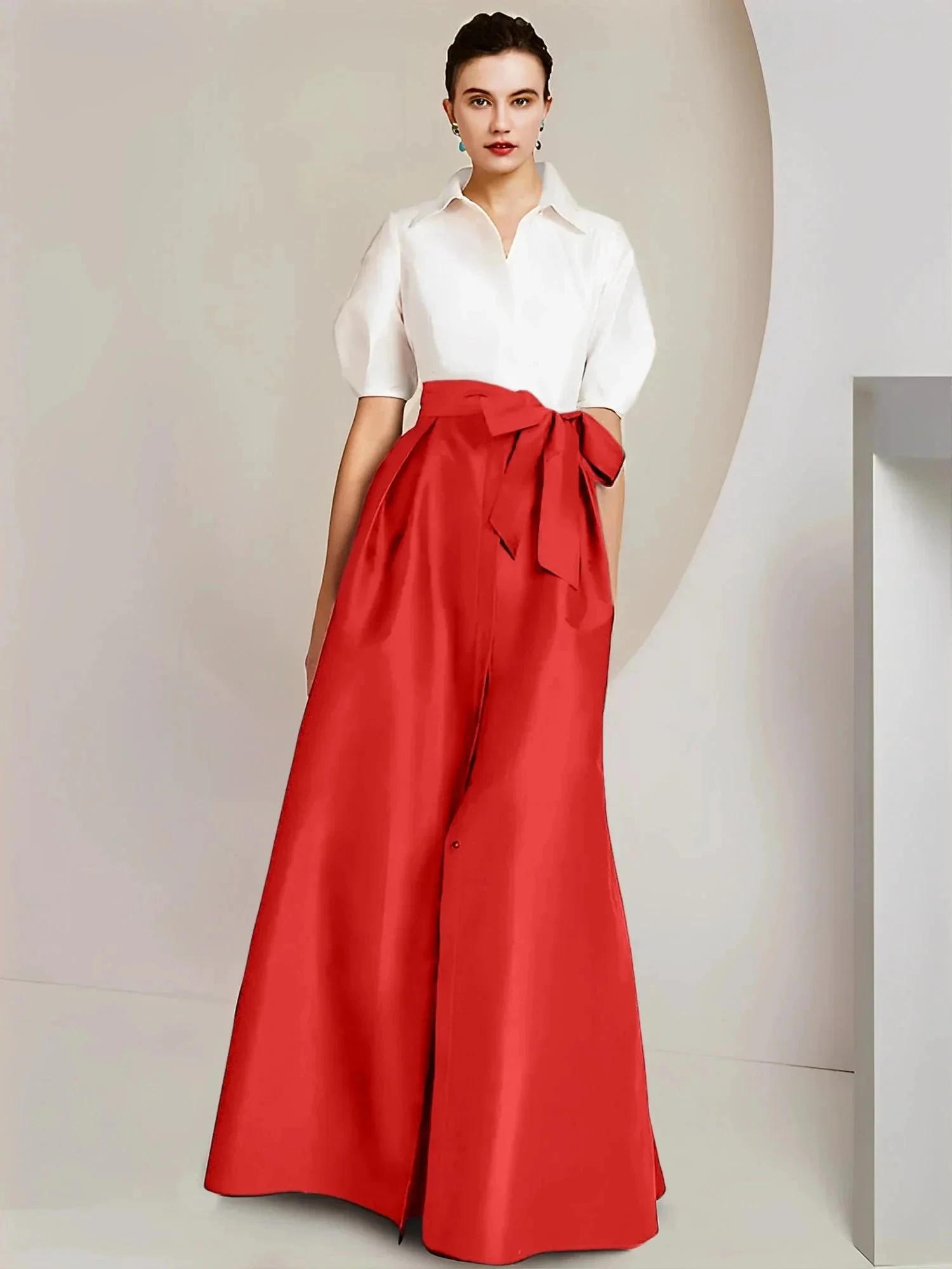 A-Line/Princess  Shirt Collar Short Sleeves 2 pieces Mother Of The Bride Dresses - Image 122