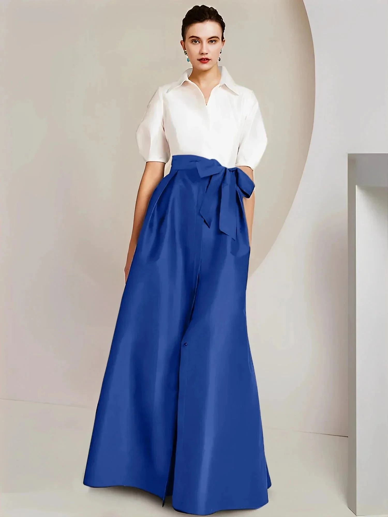 A-Line/Princess  Shirt Collar Short Sleeves 2 pieces Mother Of The Bride Dresses - Image 123