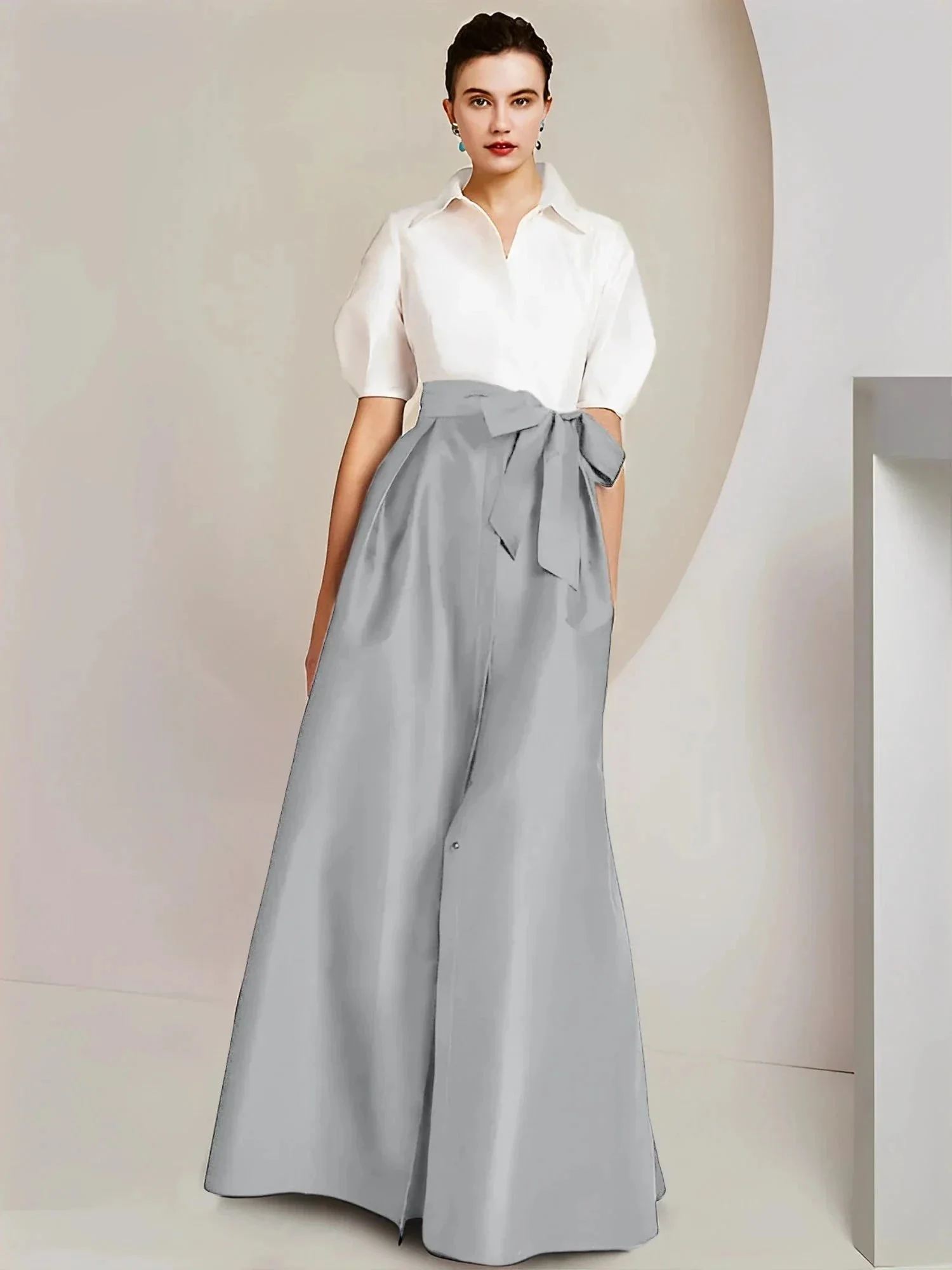 A-Line/Princess  Shirt Collar Short Sleeves 2 pieces Mother Of The Bride Dresses - Image 128