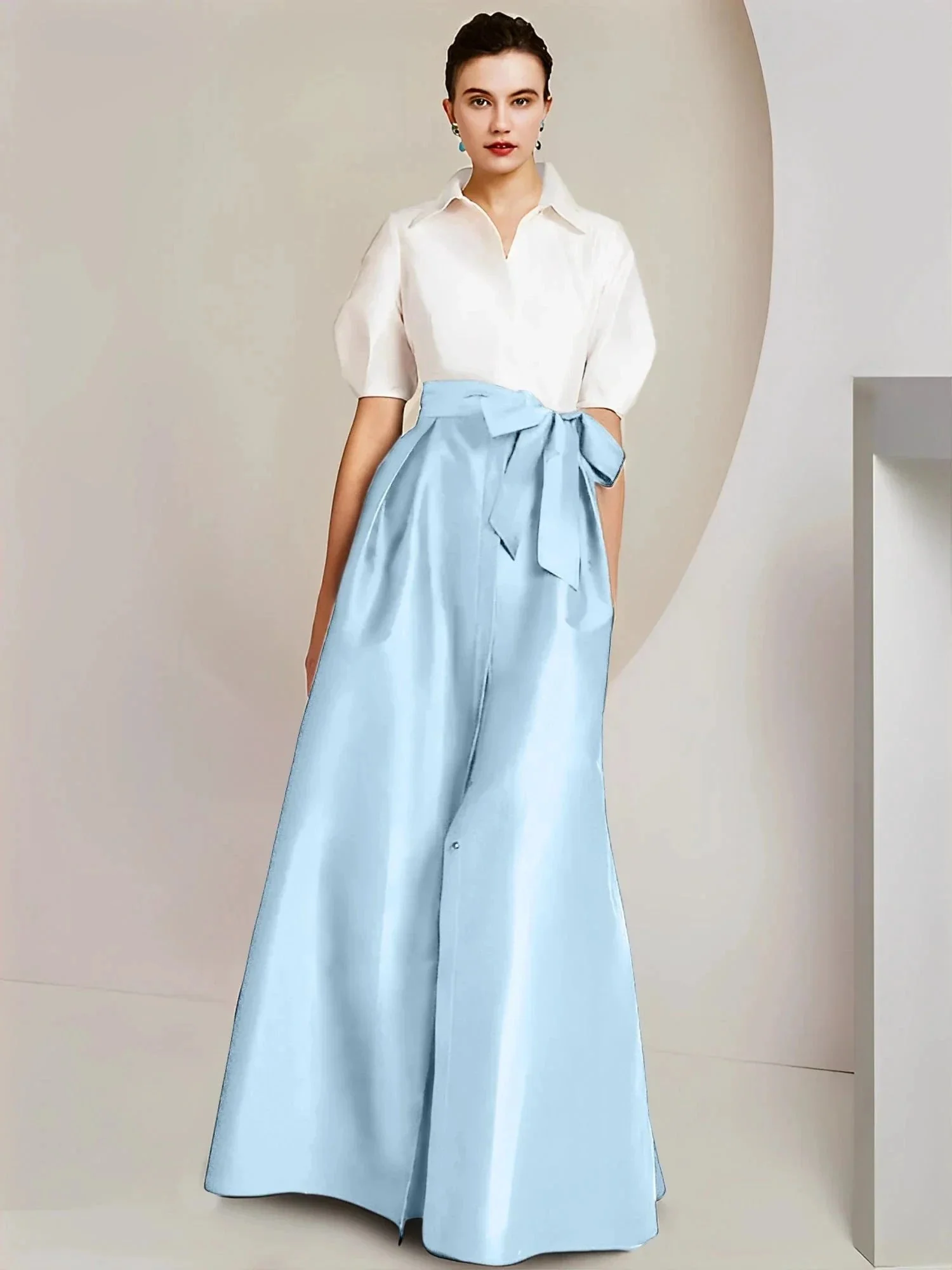A-Line/Princess  Shirt Collar Short Sleeves 2 pieces Mother Of The Bride Dresses - Image 129