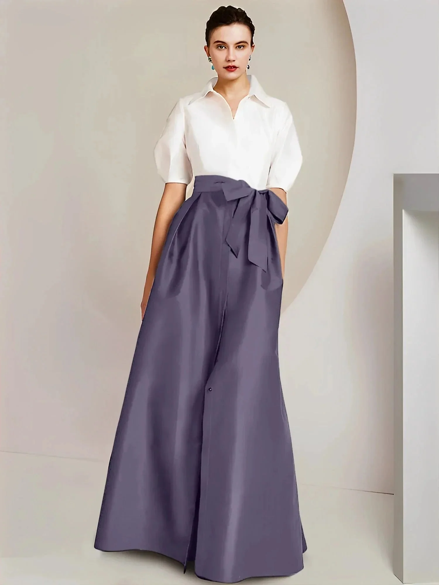 A-Line/Princess  Shirt Collar Short Sleeves 2 pieces Mother Of The Bride Dresses - Image 132