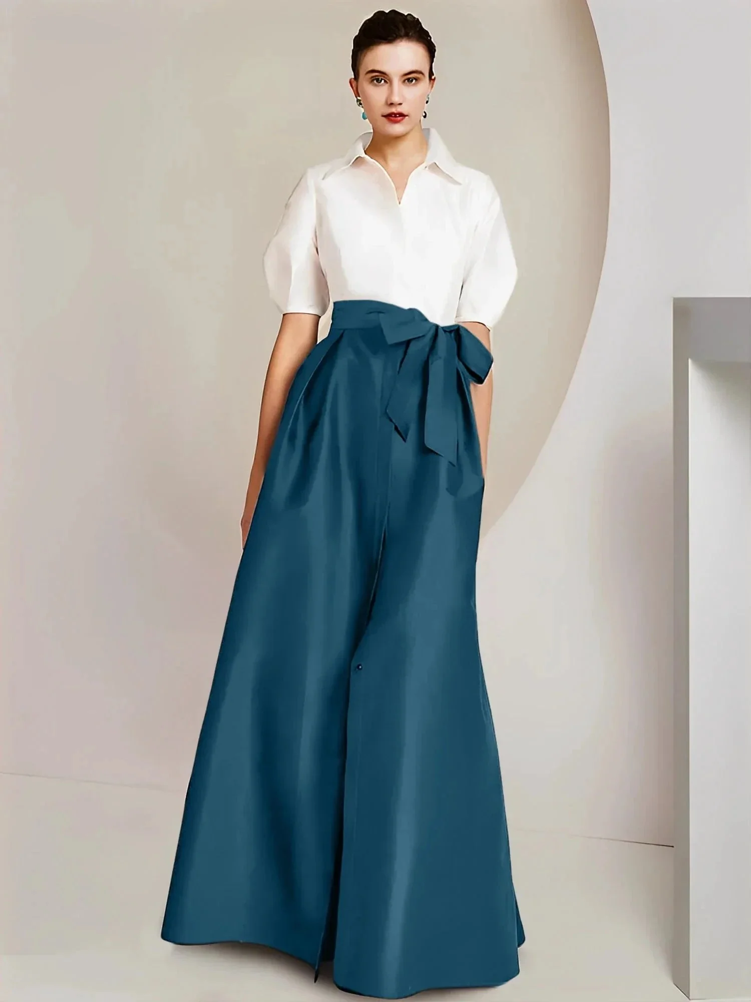A-Line/Princess  Shirt Collar Short Sleeves 2 pieces Mother Of The Bride Dresses - Image 134