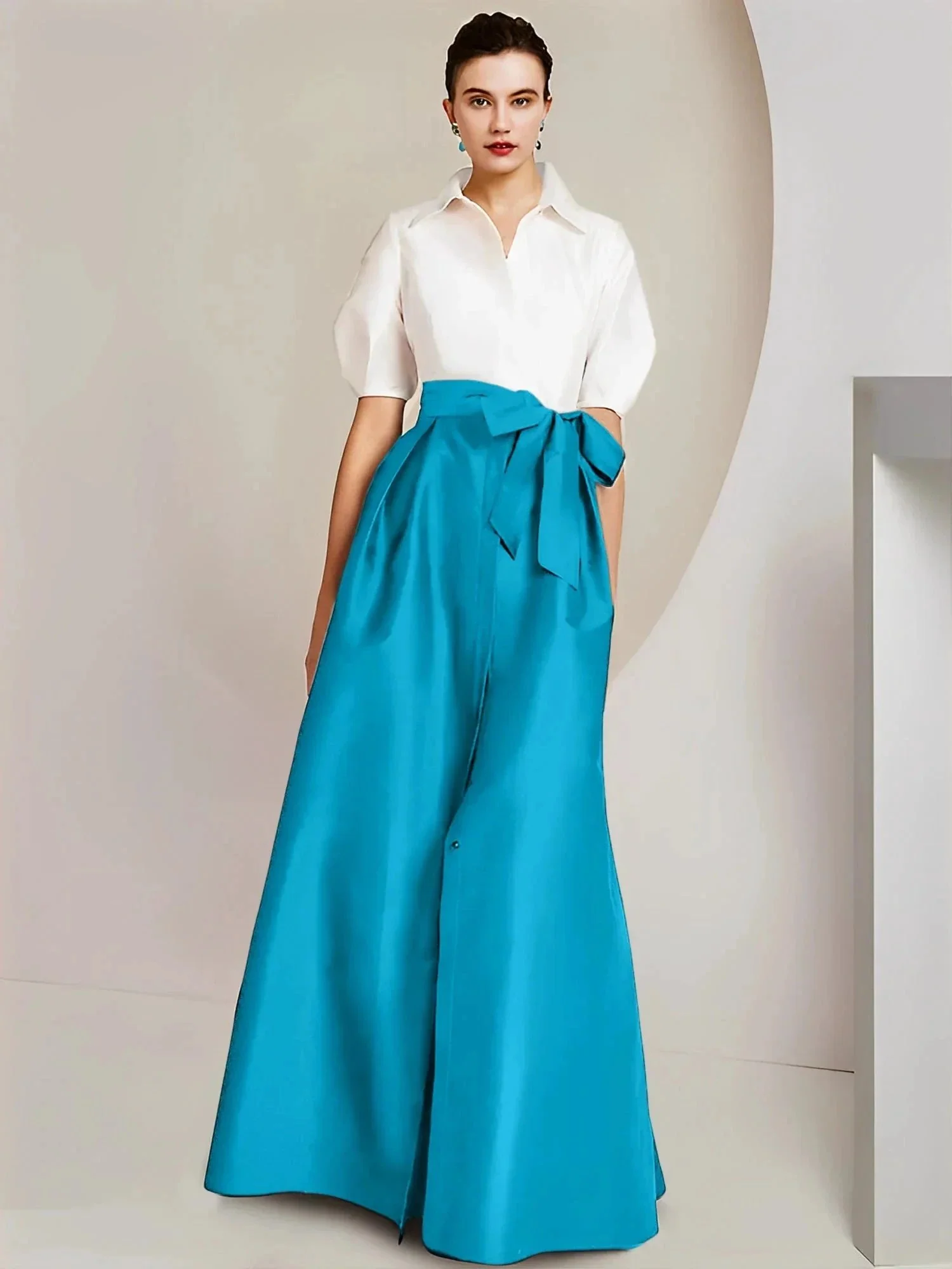 A-Line/Princess  Shirt Collar Short Sleeves 2 pieces Mother Of The Bride Dresses - Image 44