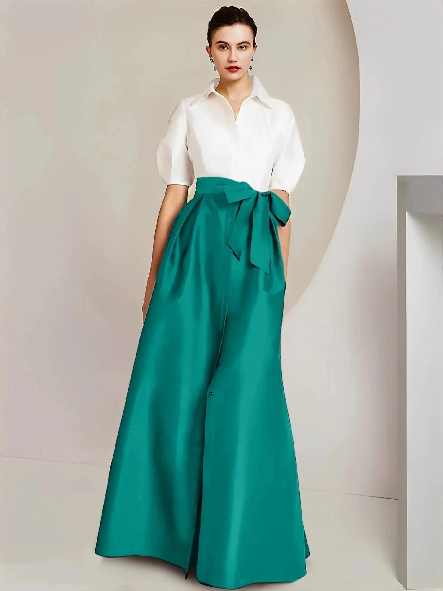 A-Line/Princess  Shirt Collar Short Sleeves 2 pieces Mother Of The Bride Dresses - Image 49