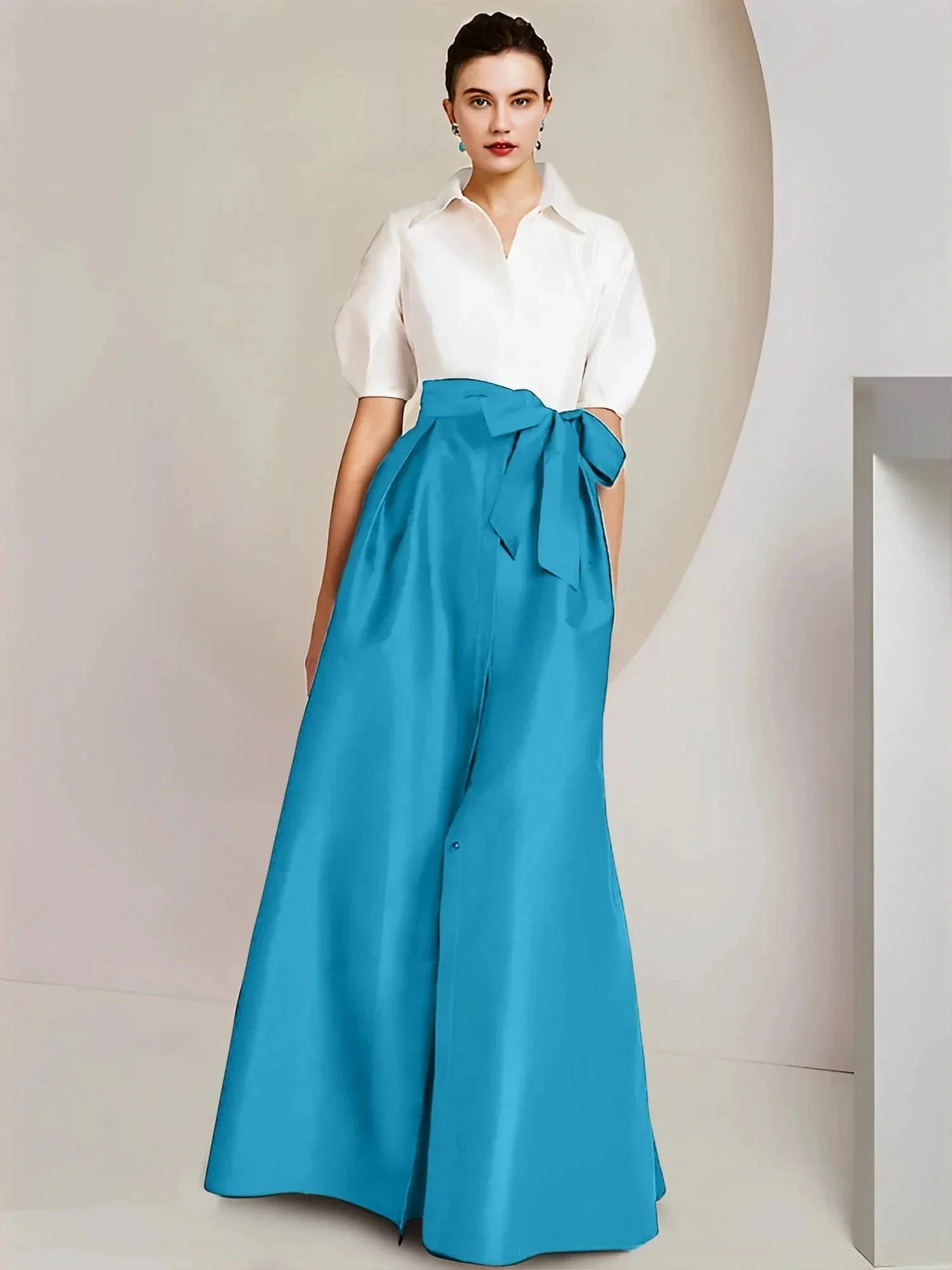 A-Line/Princess  Shirt Collar Short Sleeves 2 pieces Mother Of The Bride Dresses - Image 5