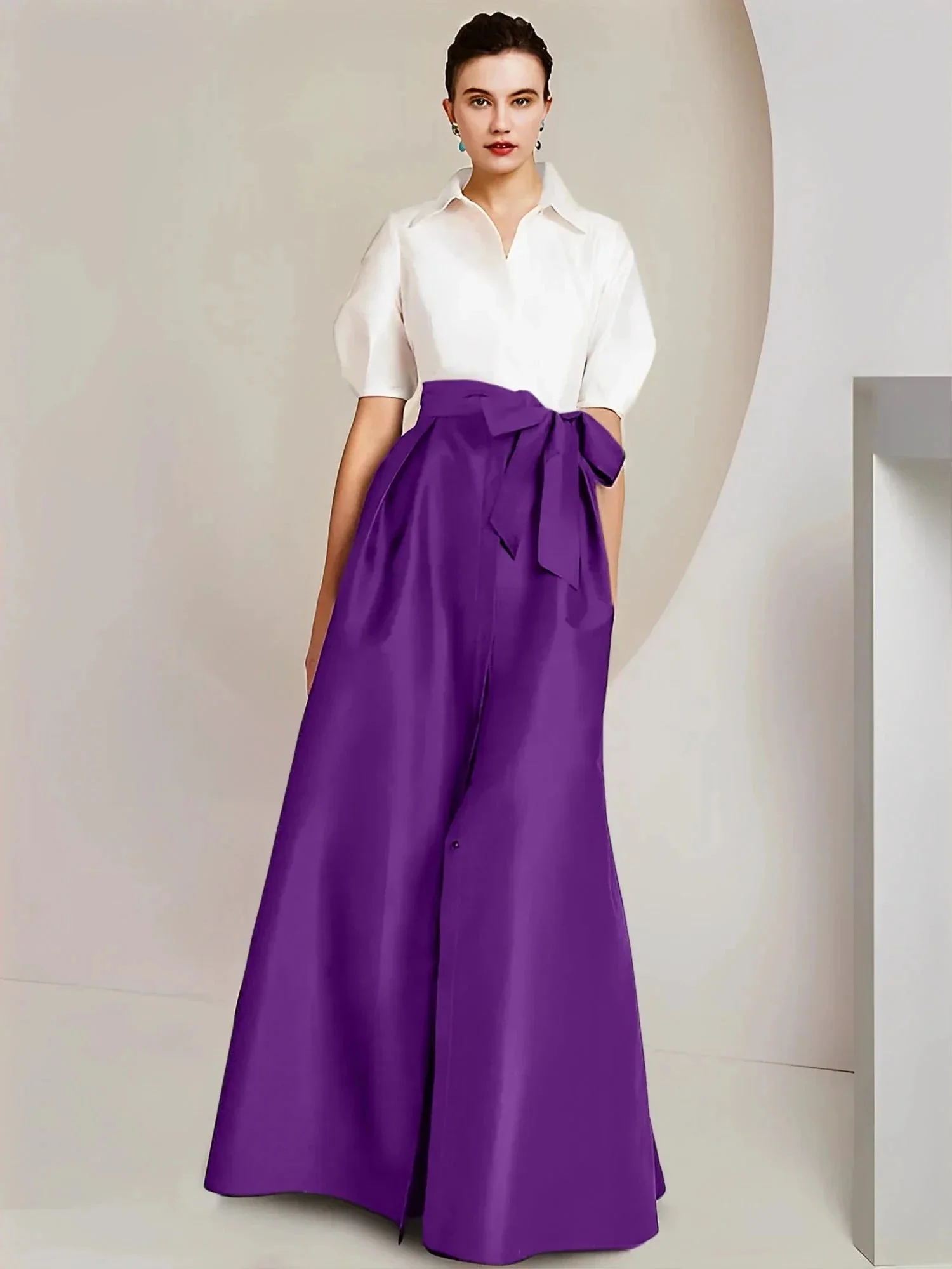 A-Line/Princess  Shirt Collar Short Sleeves 2 pieces Mother Of The Bride Dresses - Image 53