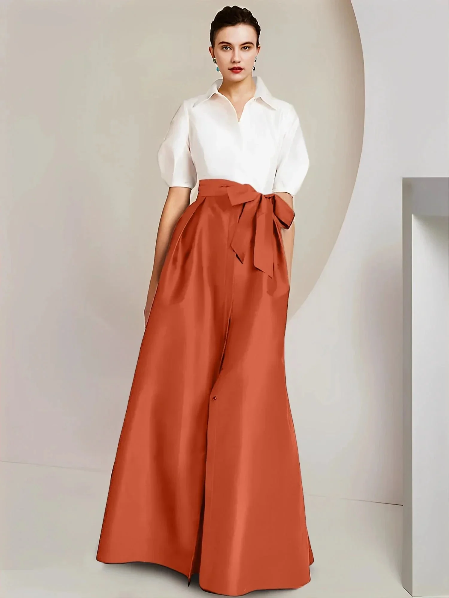 A-Line/Princess  Shirt Collar Short Sleeves 2 pieces Mother Of The Bride Dresses - Image 56