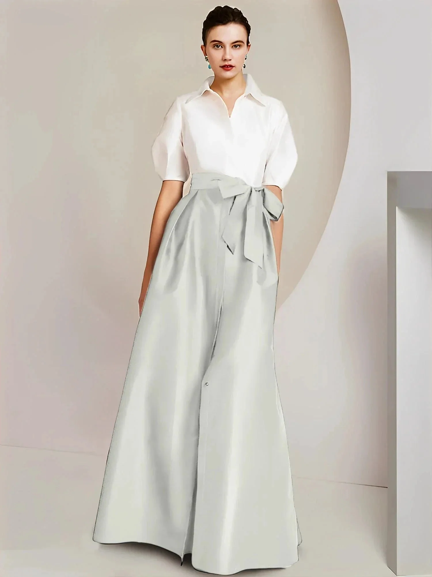 A-Line/Princess  Shirt Collar Short Sleeves 2 pieces Mother Of The Bride Dresses - Image 59