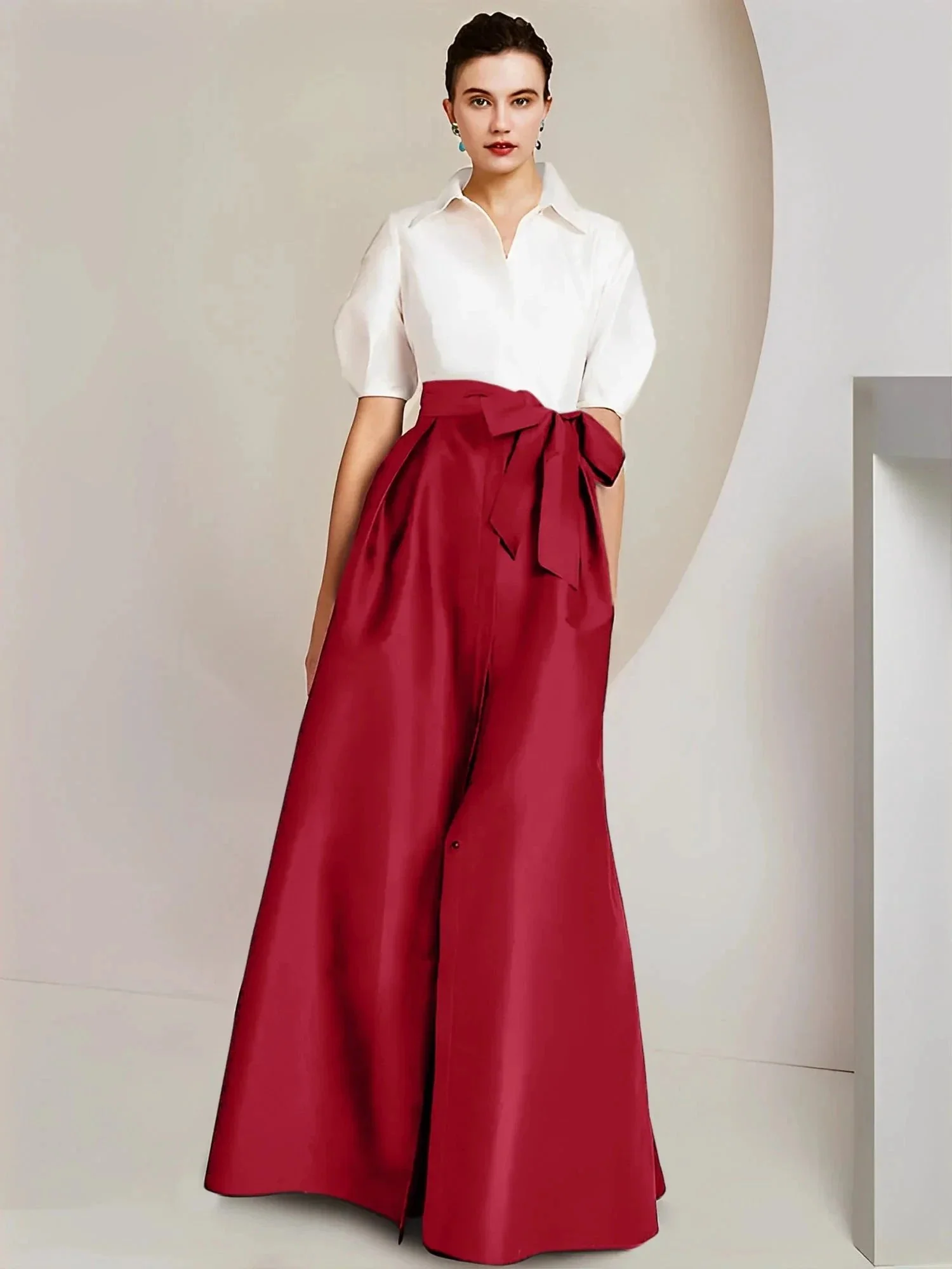 A-Line/Princess  Shirt Collar Short Sleeves 2 pieces Mother Of The Bride Dresses - Image 69