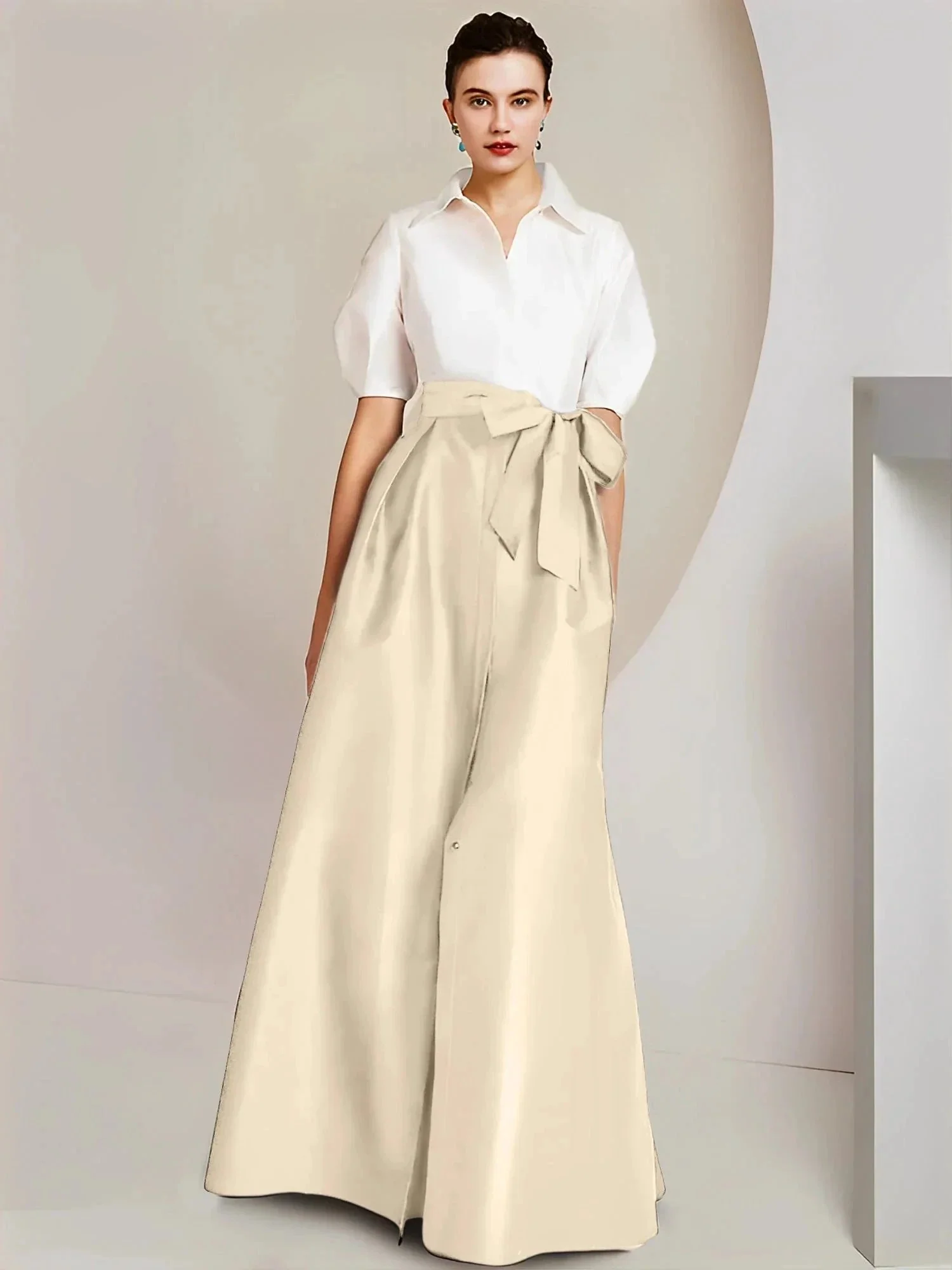A-Line/Princess  Shirt Collar Short Sleeves 2 pieces Mother Of The Bride Dresses - Image 79