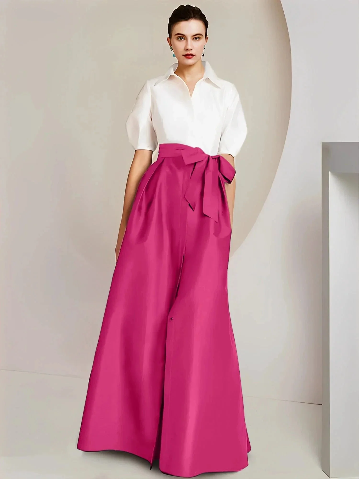 A-Line/Princess  Shirt Collar Short Sleeves 2 pieces Mother Of The Bride Dresses - Image 89
