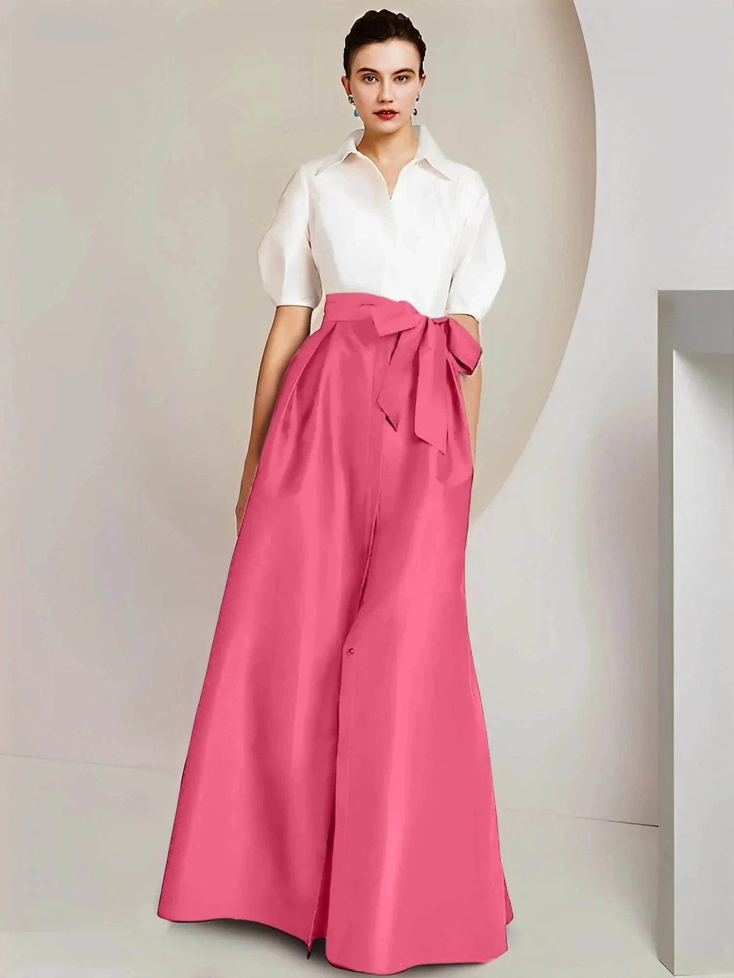 A-Line/Princess  Shirt Collar Short Sleeves 2 pieces Mother Of The Bride Dresses - Image 90