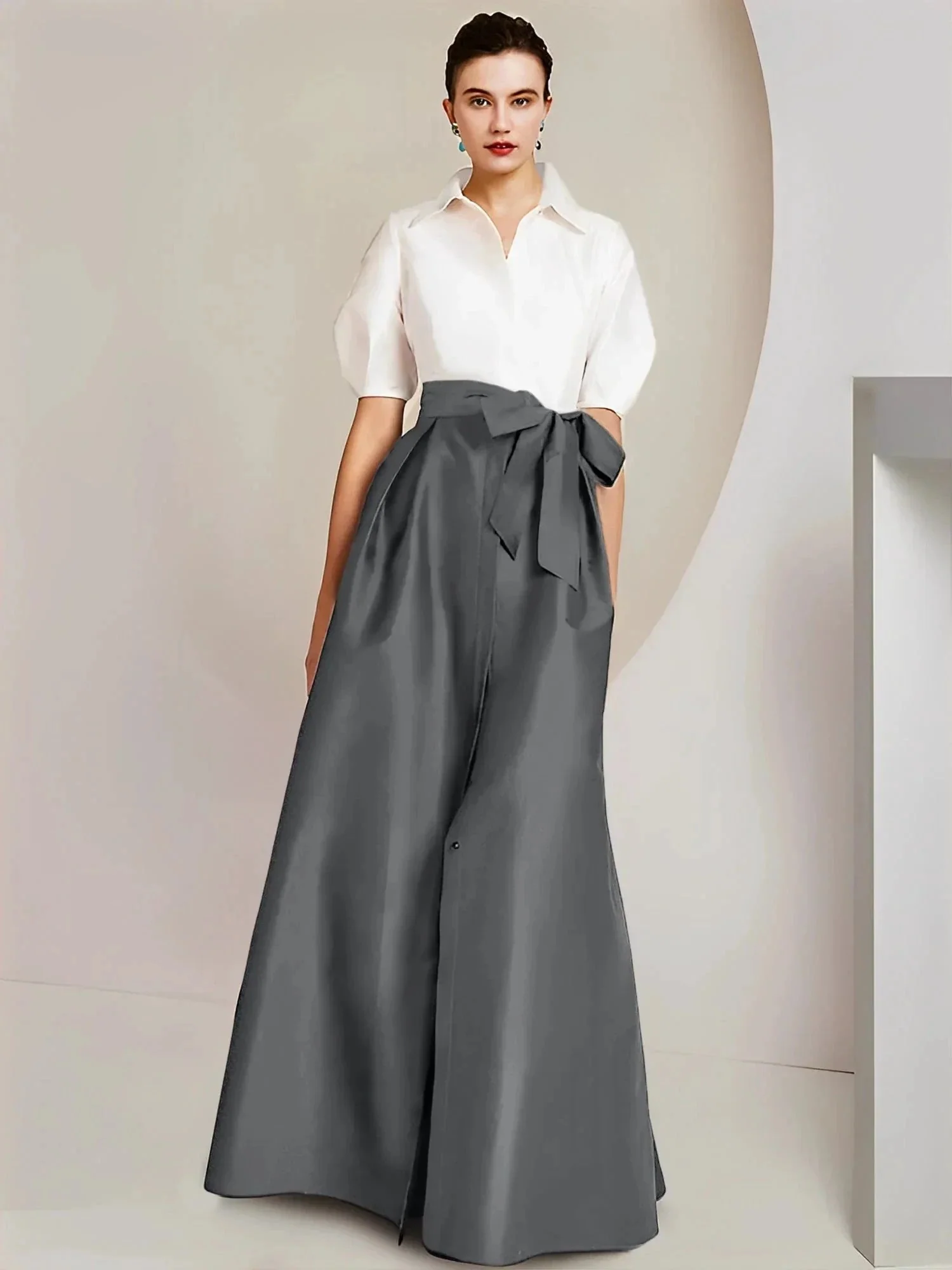 A-Line/Princess  Shirt Collar Short Sleeves 2 pieces Mother Of The Bride Dresses - Image 93