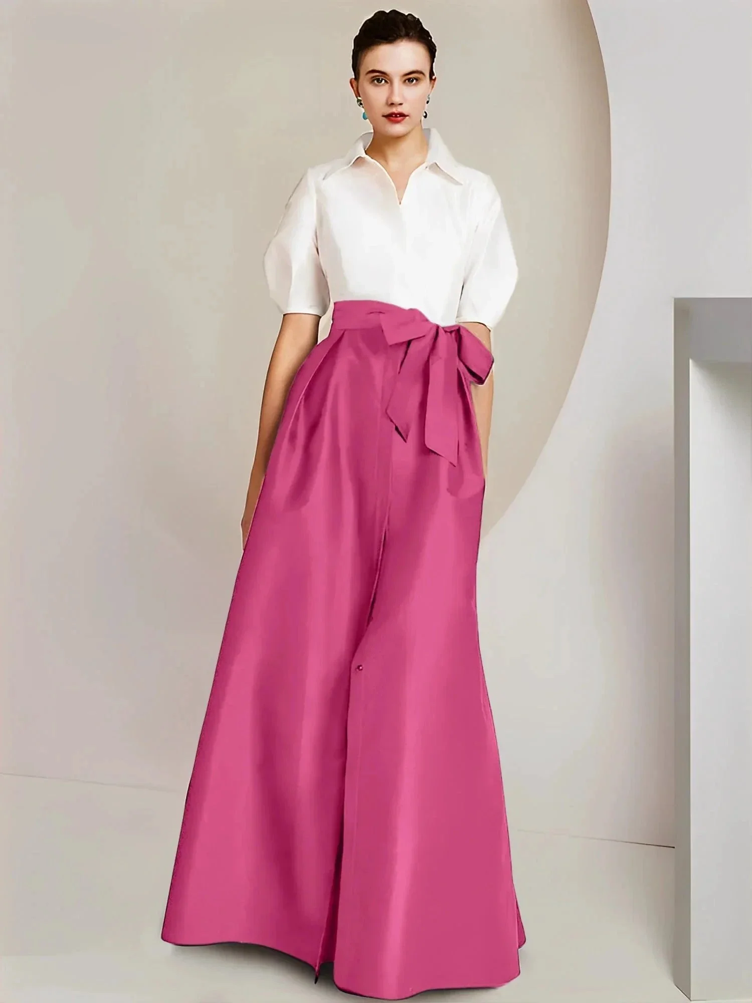 A-Line/Princess  Shirt Collar Short Sleeves 2 pieces Mother Of The Bride Dresses - Image 95