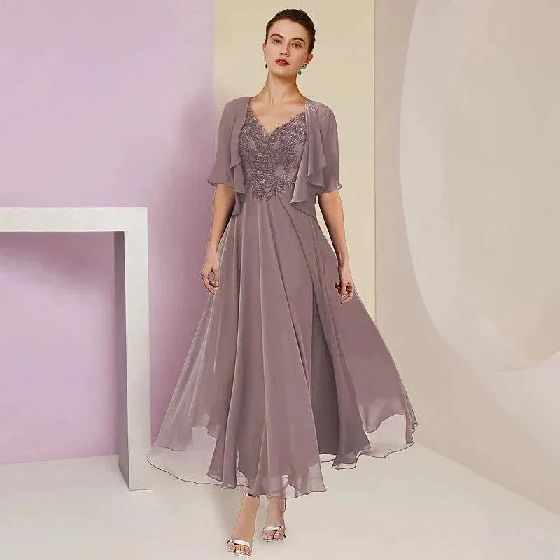A-Line/Princess  Short Sleeves Jacket Dresses Mother Of The Bride Dresses - Image 5