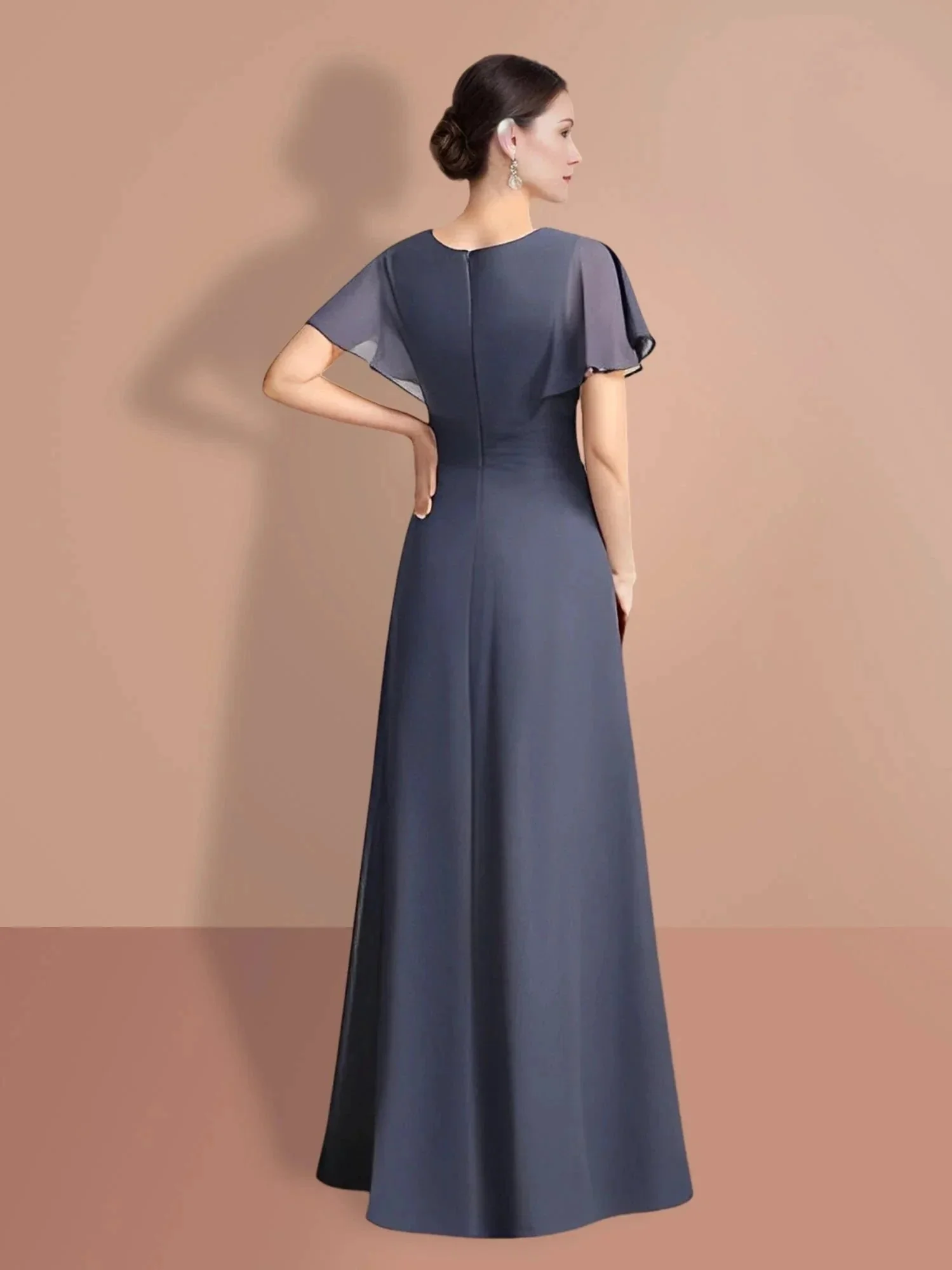 A-Line/Princess  Short Sleeves Jewel Neck Mother Of The Bride Dresses - Image 2