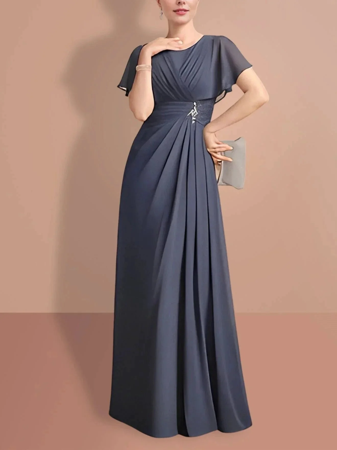 A-Line/Princess  Short Sleeves Jewel Neck Mother Of The Bride Dresses - Image 6