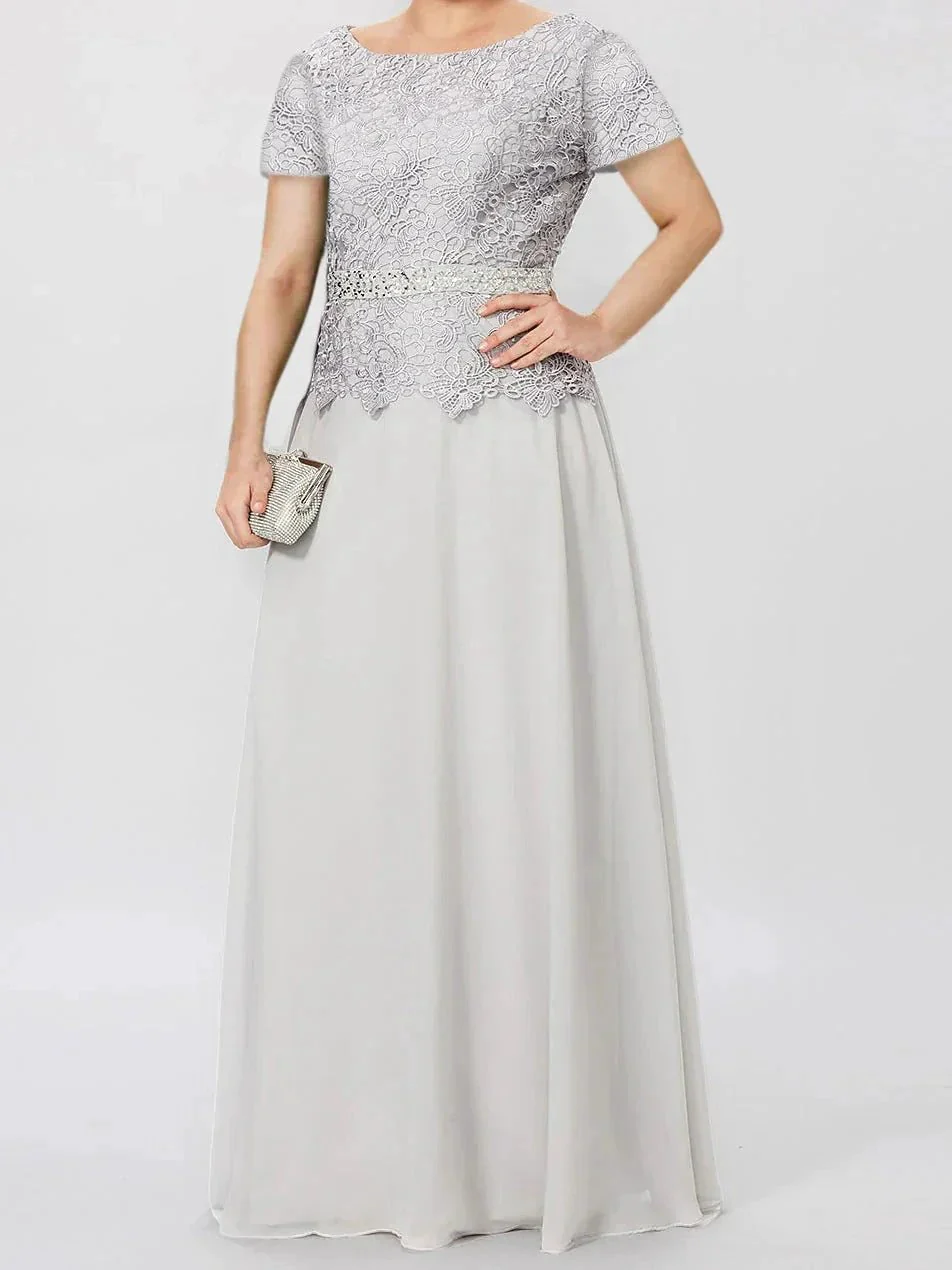 A-Line/Princess Short Sleeves Mother of the Bride Dresses with Applique & Sequins - Image 2