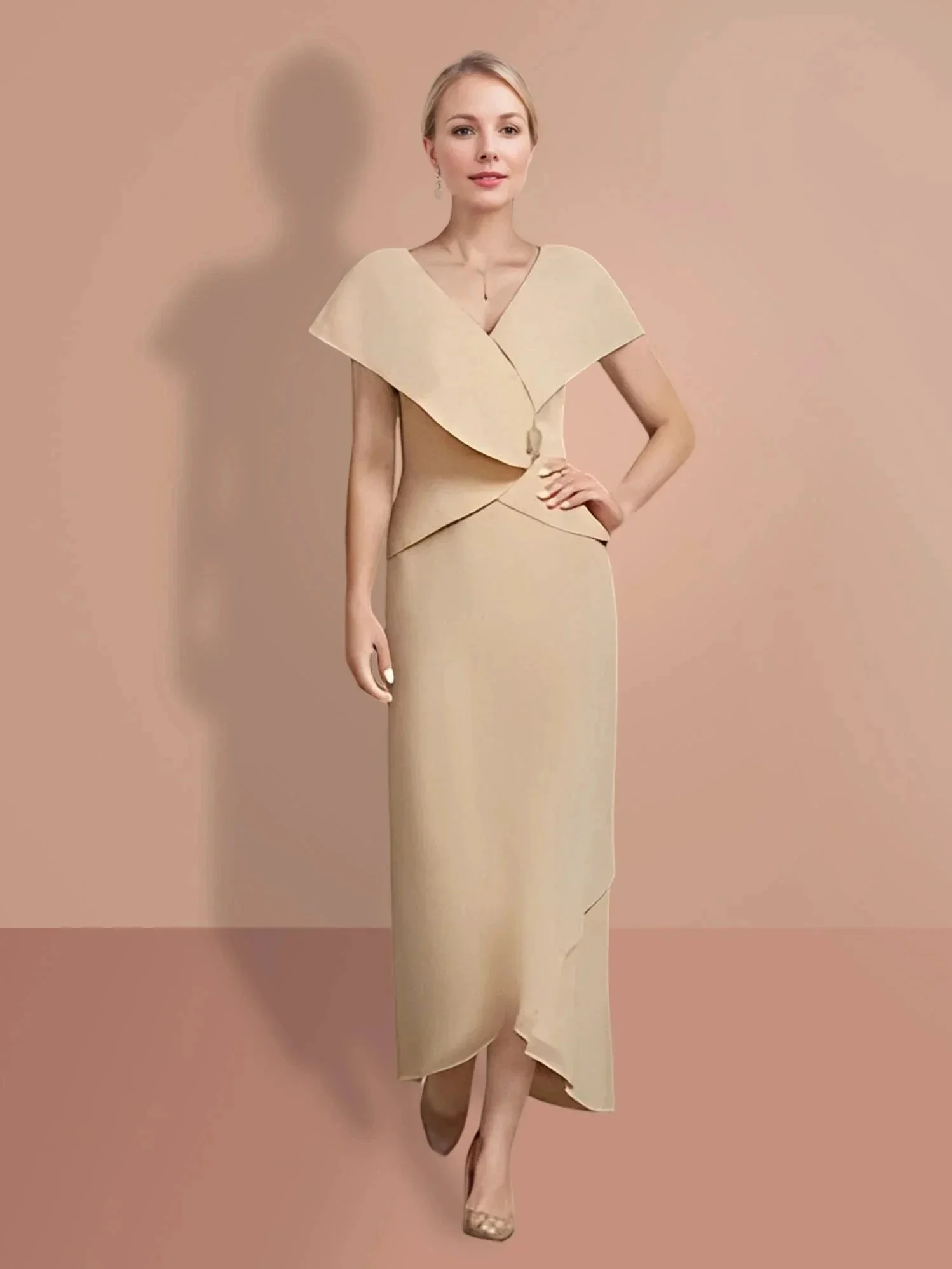A-Line/Princess Short Sleeves V Neck Mother Of The Bride Dresses - Image 3