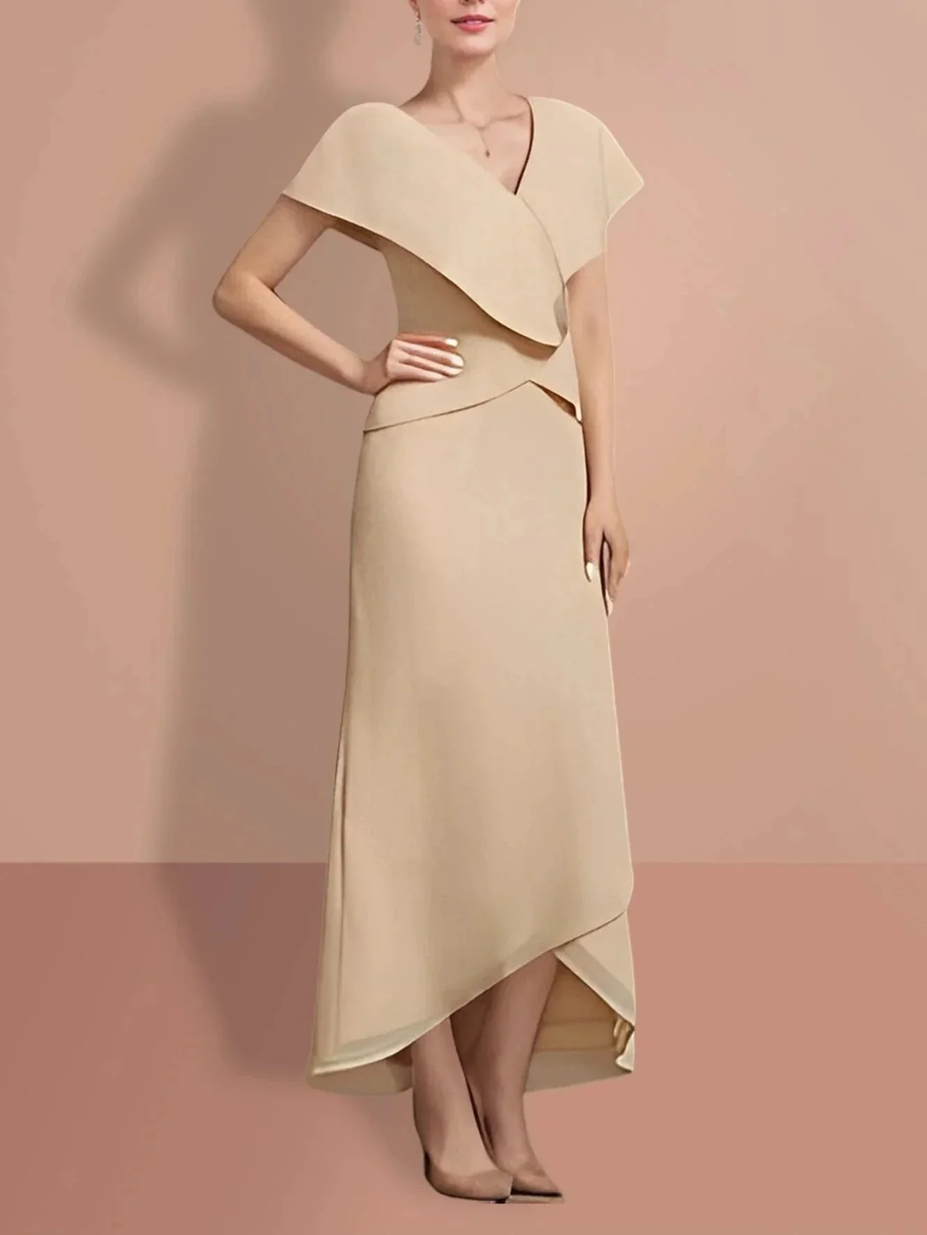 A-Line/Princess Short Sleeves V Neck Mother Of The Bride Dresses - Image 6