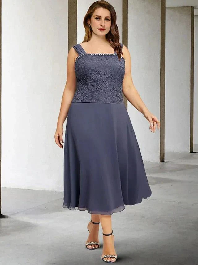 A-Line/Princess Spaghetti Straps Tea-Length Mother of the Bride Dresses - Image 3
