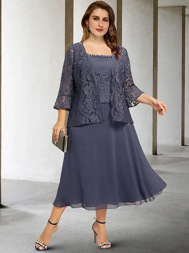 A-Line/Princess Spaghetti Straps Tea-Length Mother of the Bride Dresses - Image 5
