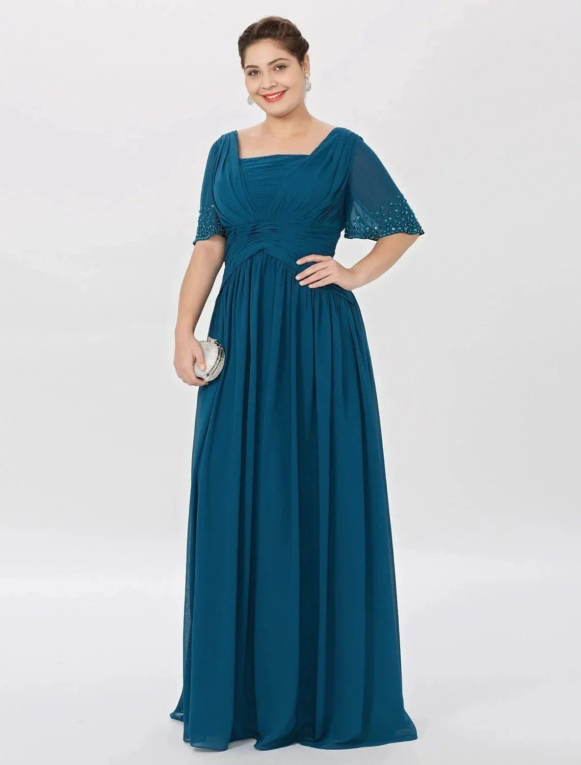 A-Line/Princess Square Neck Floor-Length Mother of the Bride Dresses - Image 3