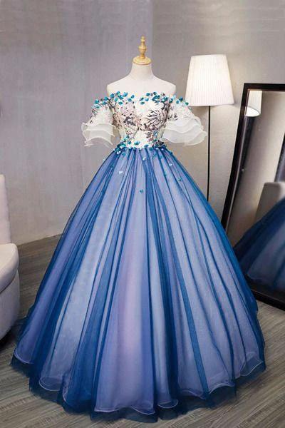 Ball Gown sweet 16 Party Long Prom Dress,Evening Dress,Charming Prom Dresses,Hand-Made Flower Prom Dress S4837 - Image 3