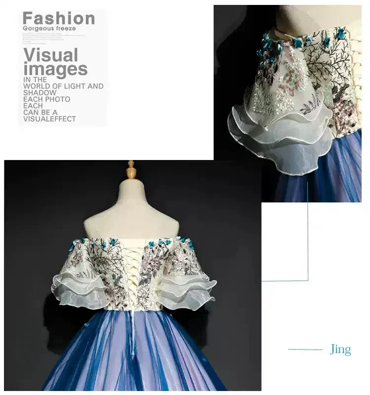 Ball Gown sweet 16 Party Long Prom Dress,Evening Dress,Charming Prom Dresses,Hand-Made Flower Prom Dress S4837 - Image 4