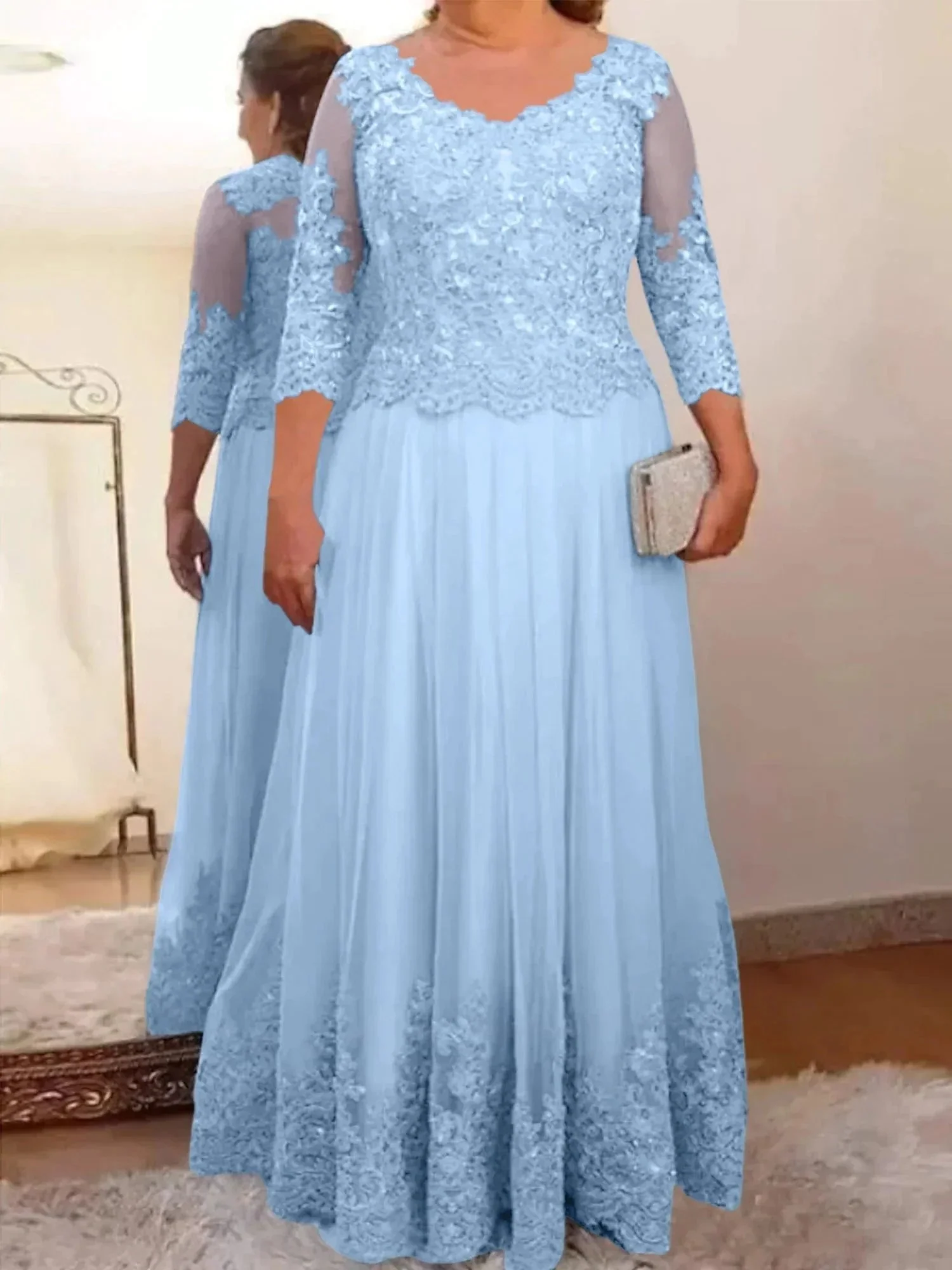 A-Line/Princess Tulle Mother of the Bride Dresses with Applique - Image 10