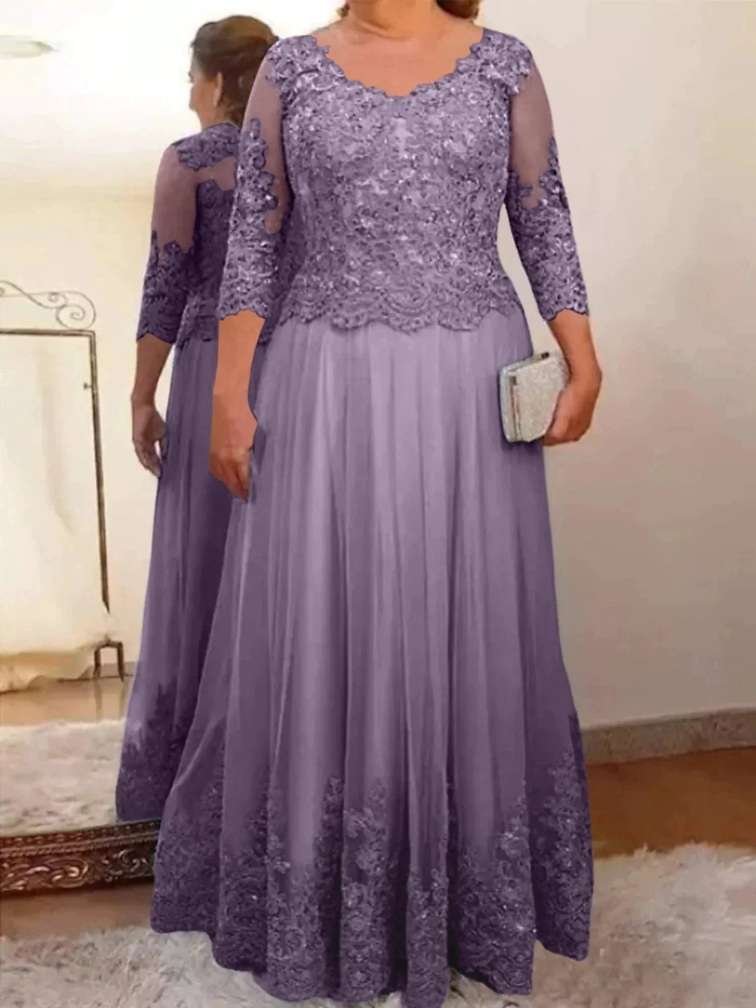 A-Line/Princess Tulle Mother of the Bride Dresses with Applique - Image 11