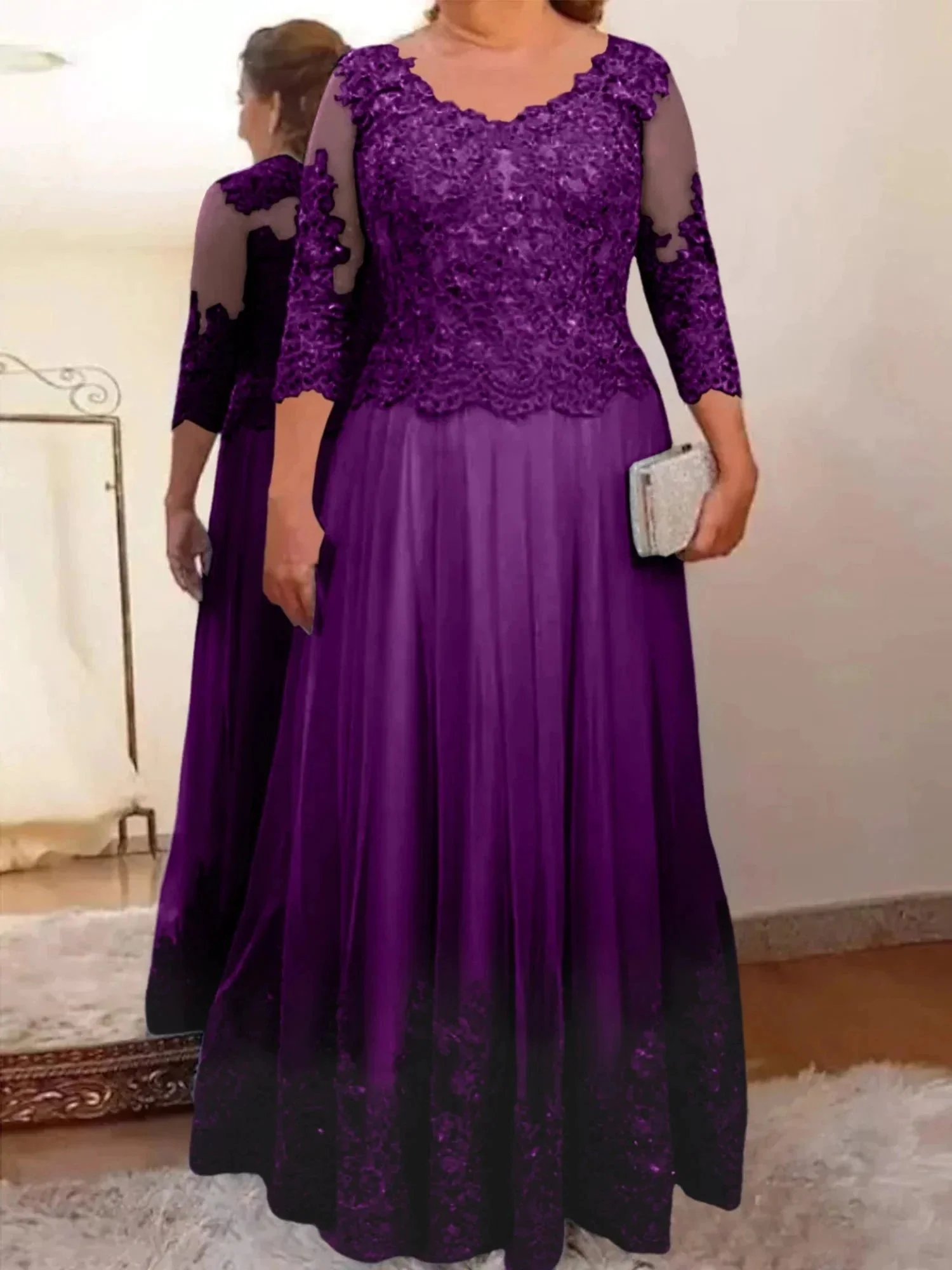 A-Line/Princess Tulle Mother of the Bride Dresses with Applique - Image 12
