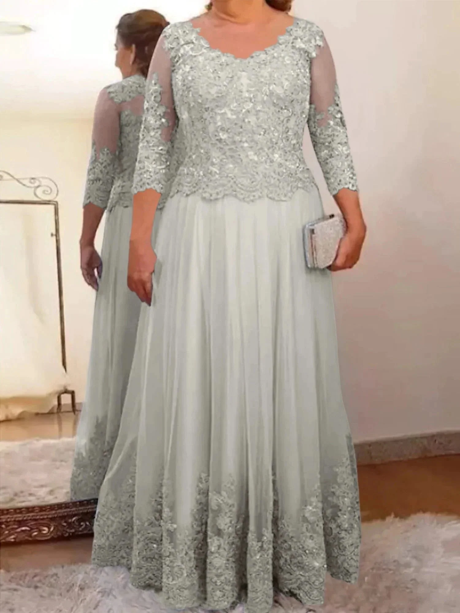 A-Line/Princess Tulle Mother of the Bride Dresses with Applique - Image 15