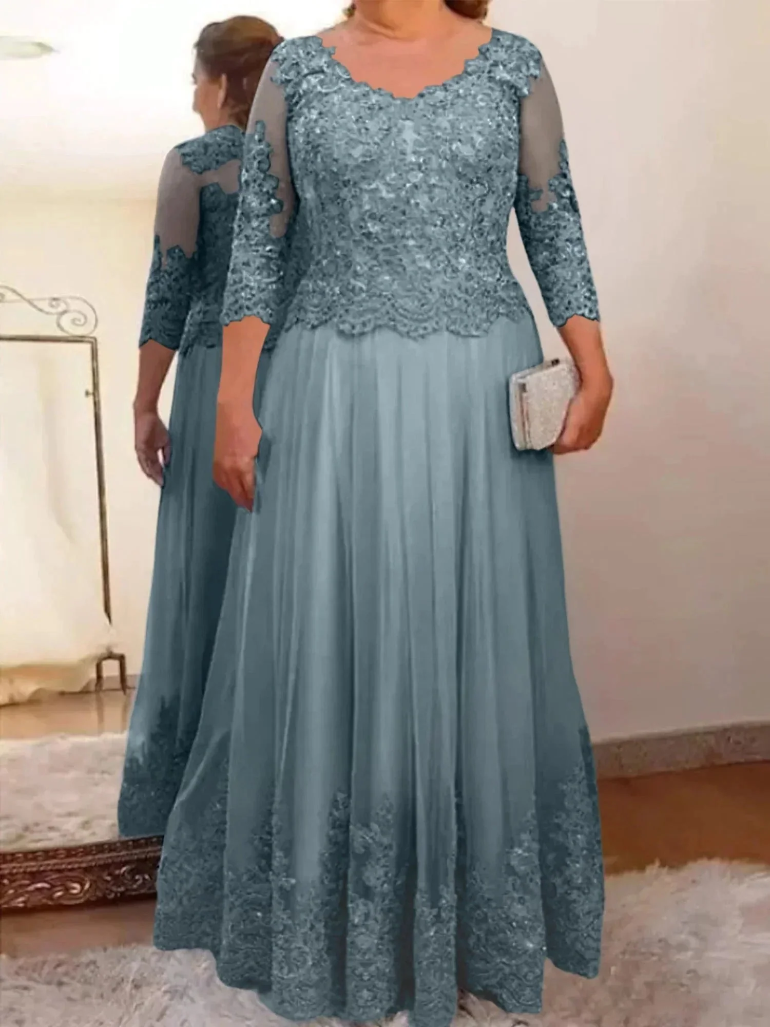 A-Line/Princess Tulle Mother of the Bride Dresses with Applique - Image 18