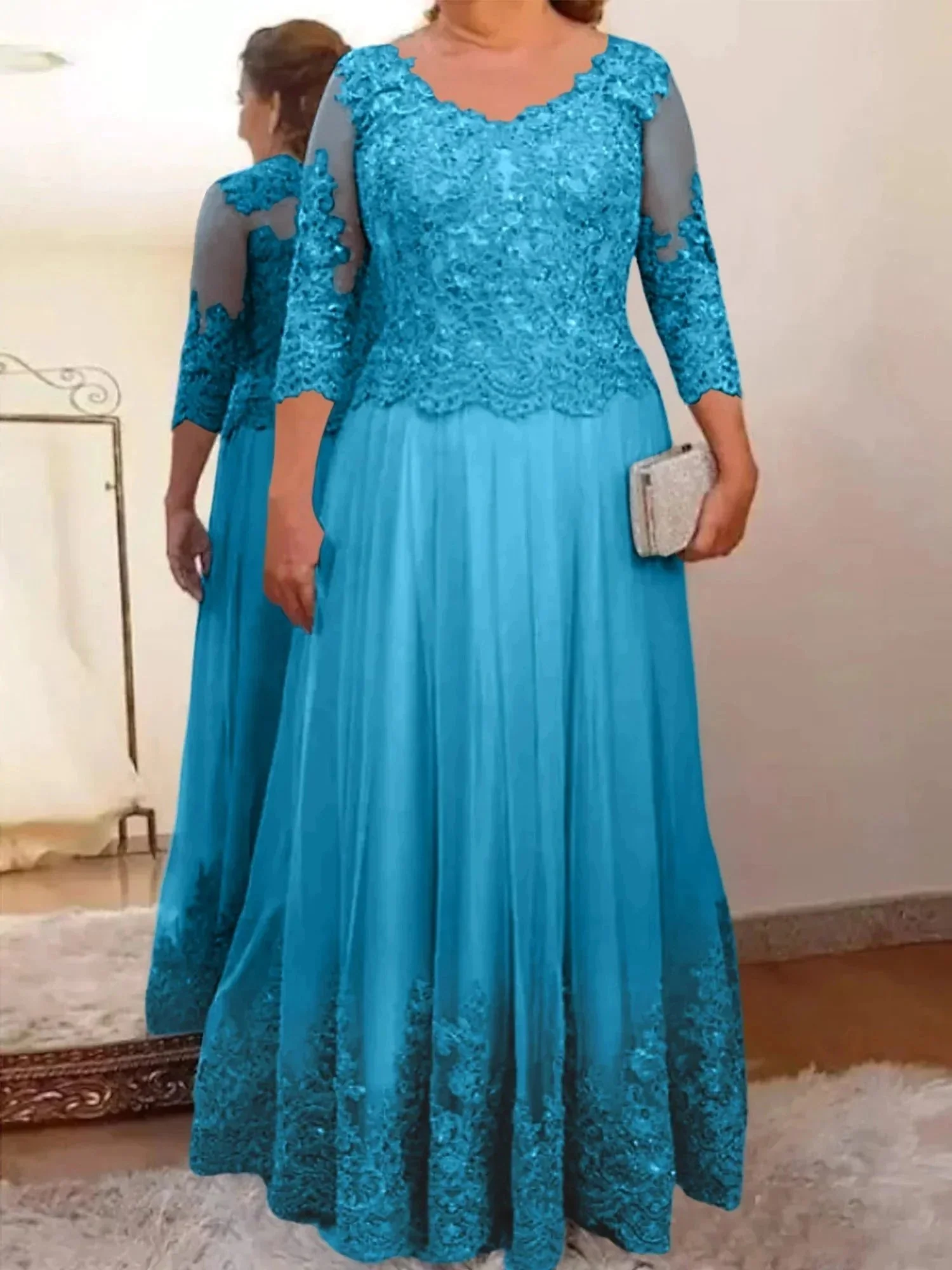A-Line/Princess Tulle Mother of the Bride Dresses with Applique - Image 20